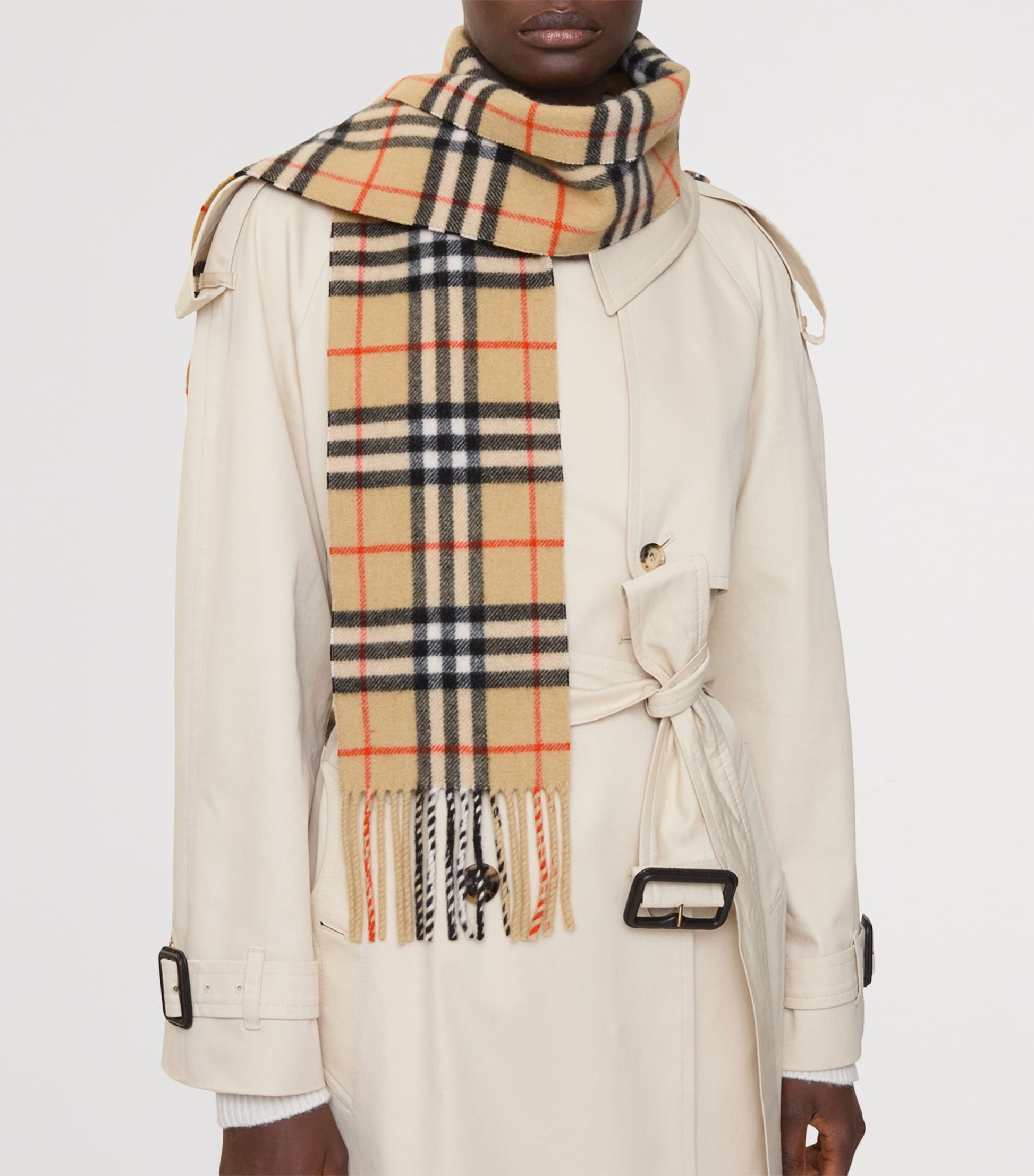Cashmere Narrow Check Scarf