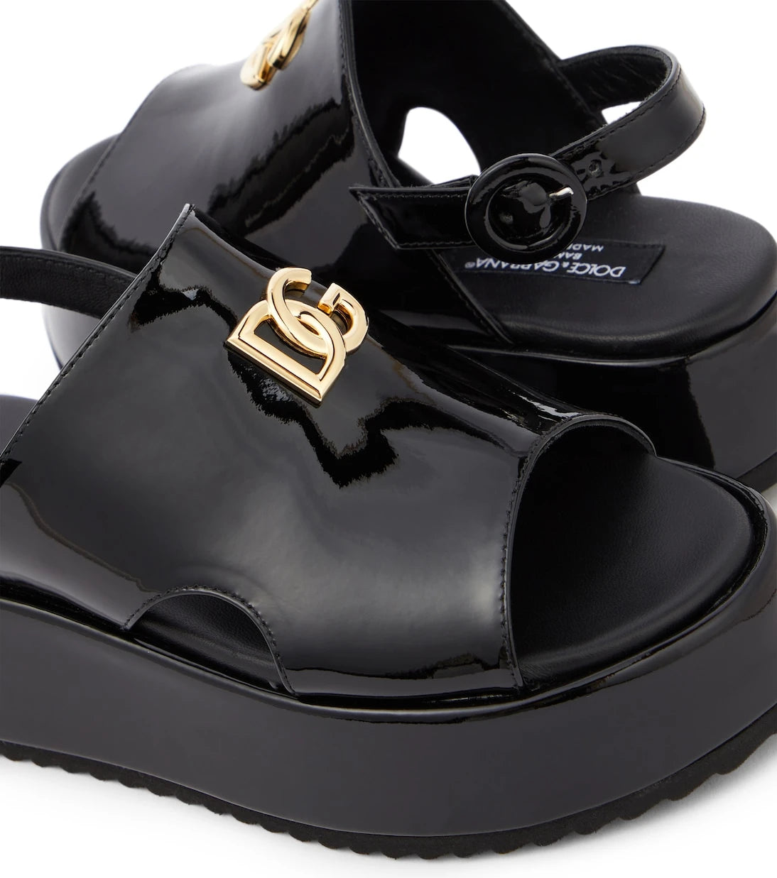 Dolce&Gabbana Kids - صنادل بلاتفورم جلد لامع DG