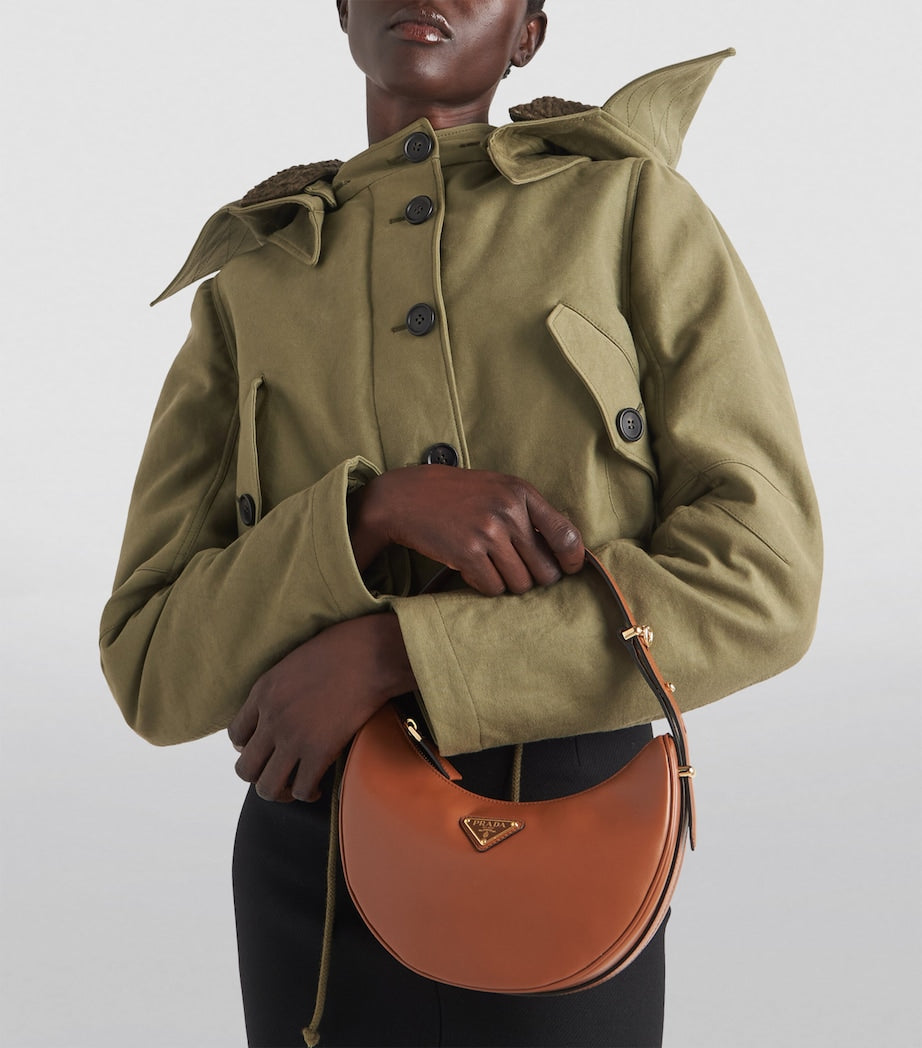 Prada Brown Leather Arqué Shoulder Bag