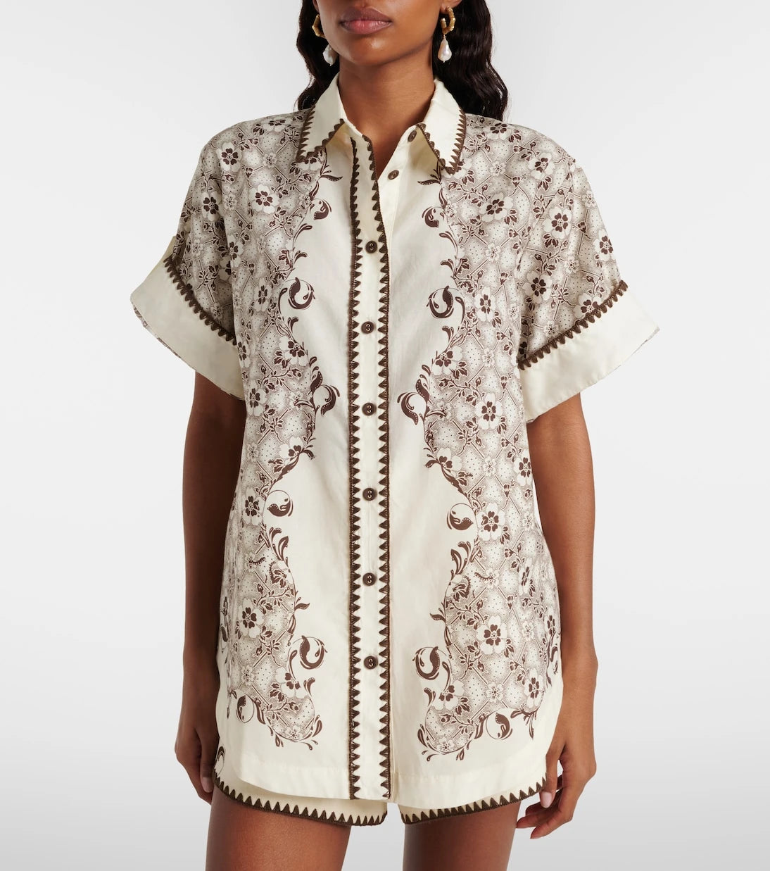 Alémais - Printed cotton and silk bowling shirt