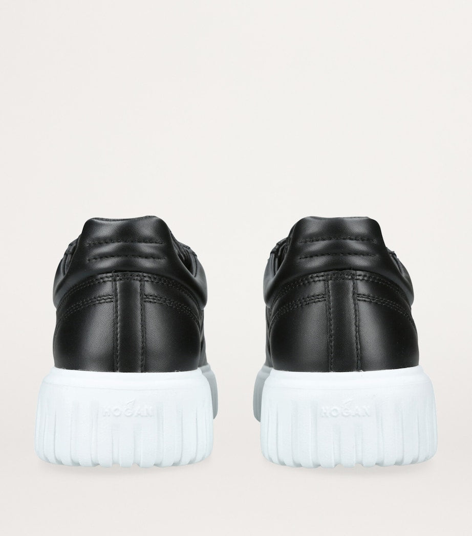 Leather H-Stripes Tread Sneakers BLK/WHITE
