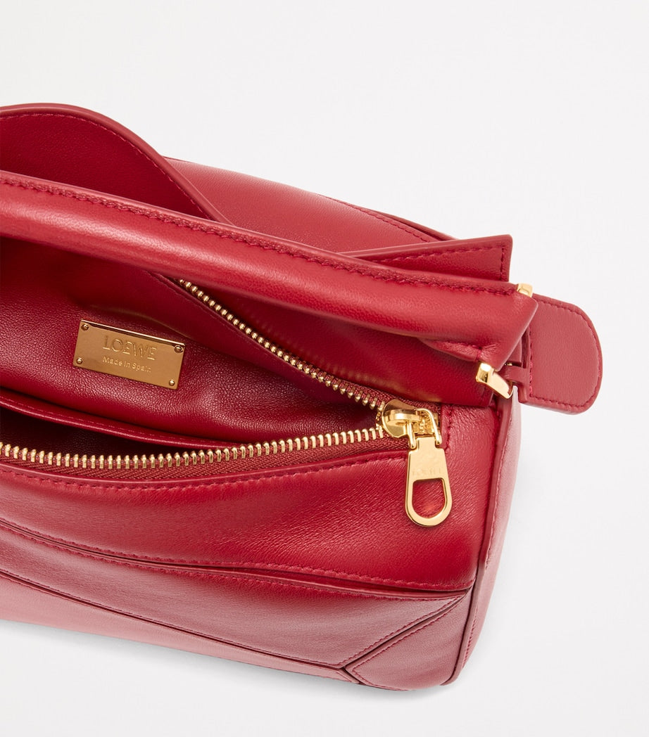 Red Small Leather Featherlight Puzzle Top-Handle Bag