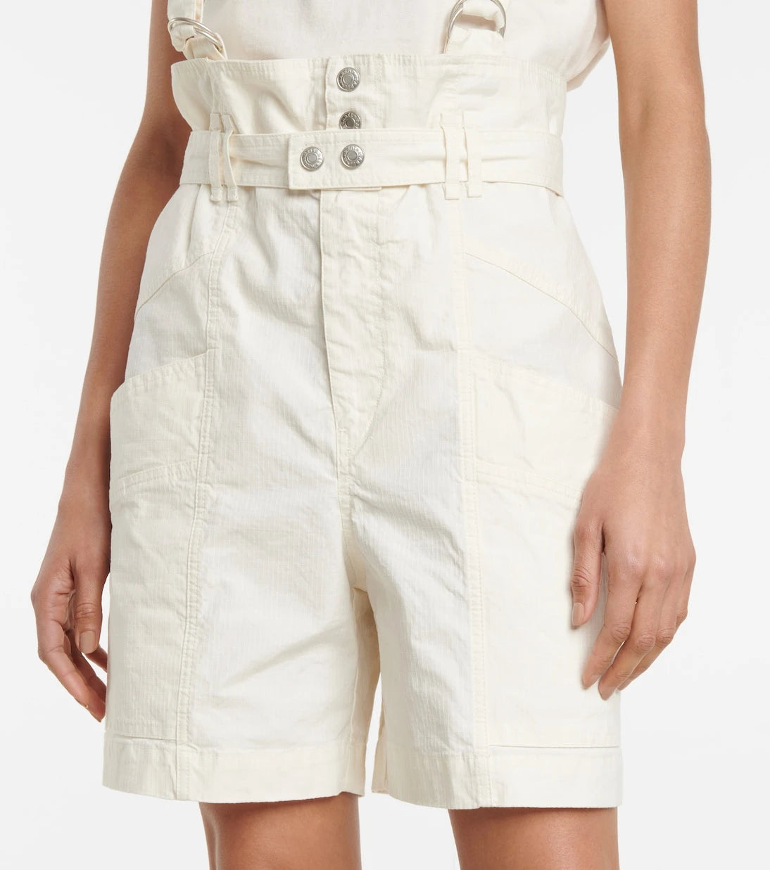 Isabel Marant - Effie linen and cotton suspender shorts