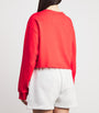 Adanola Red Cropped Raw-Hem Sweatshirt