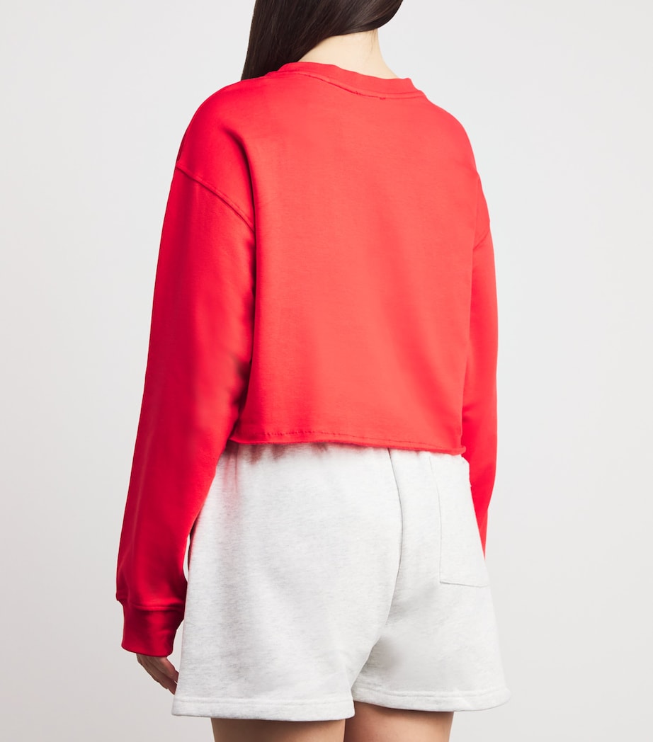Adanola Red Cropped Raw-Hem Sweatshirt