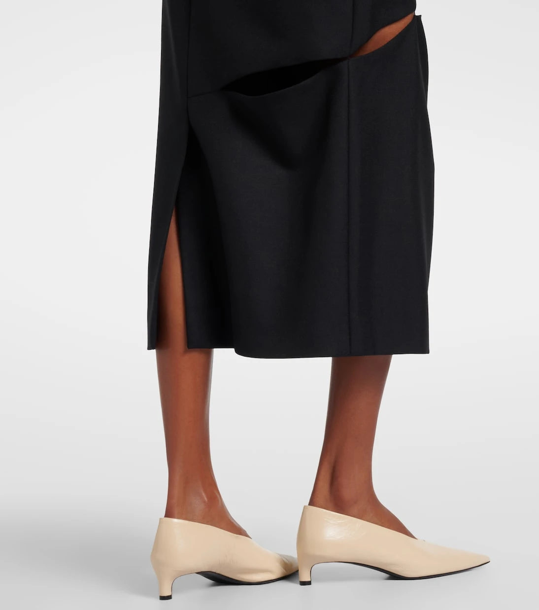 Jil Sander - Cutout wool and mohair midi skirt