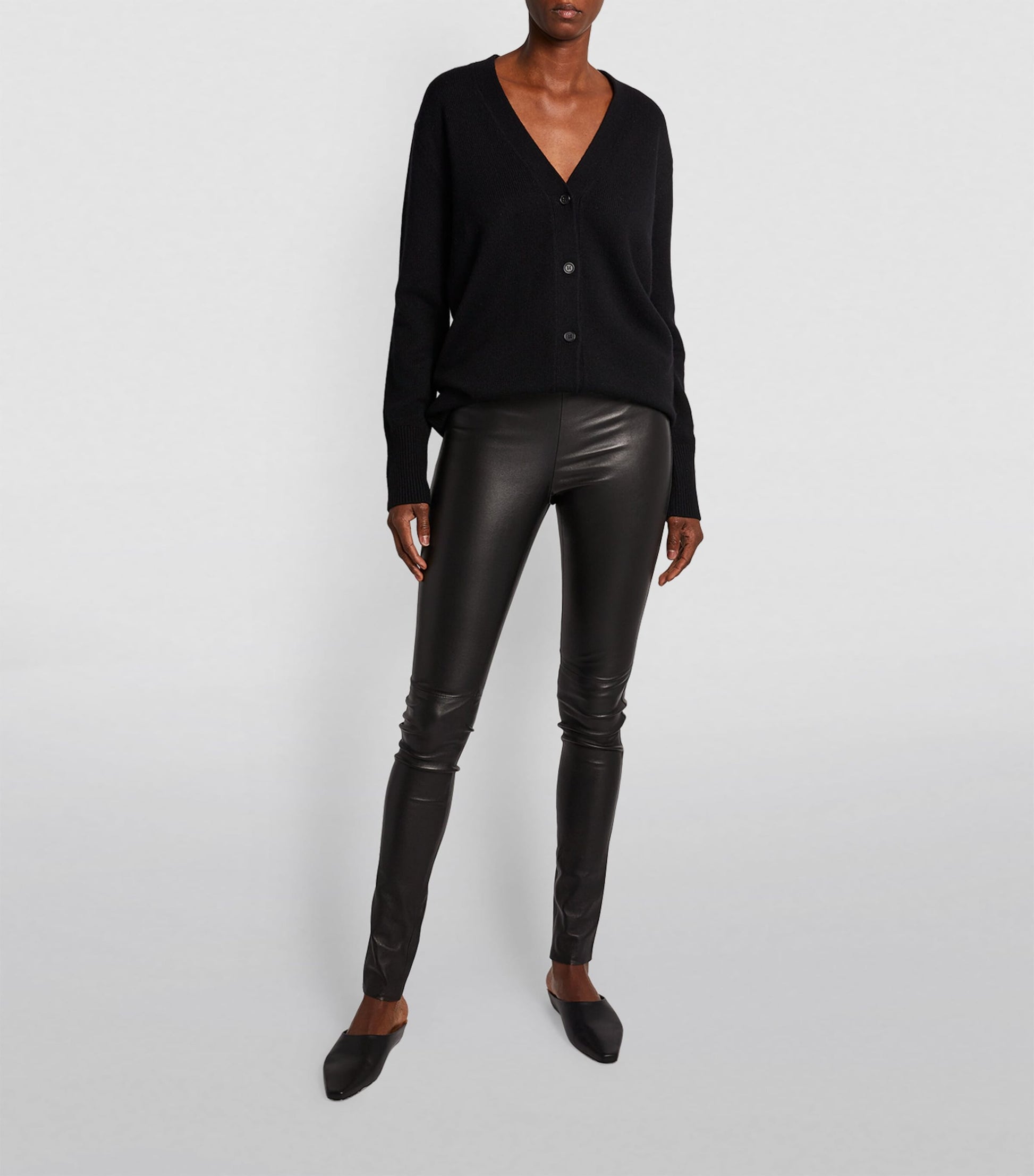 Joseph Black Leather Stretch Leggings