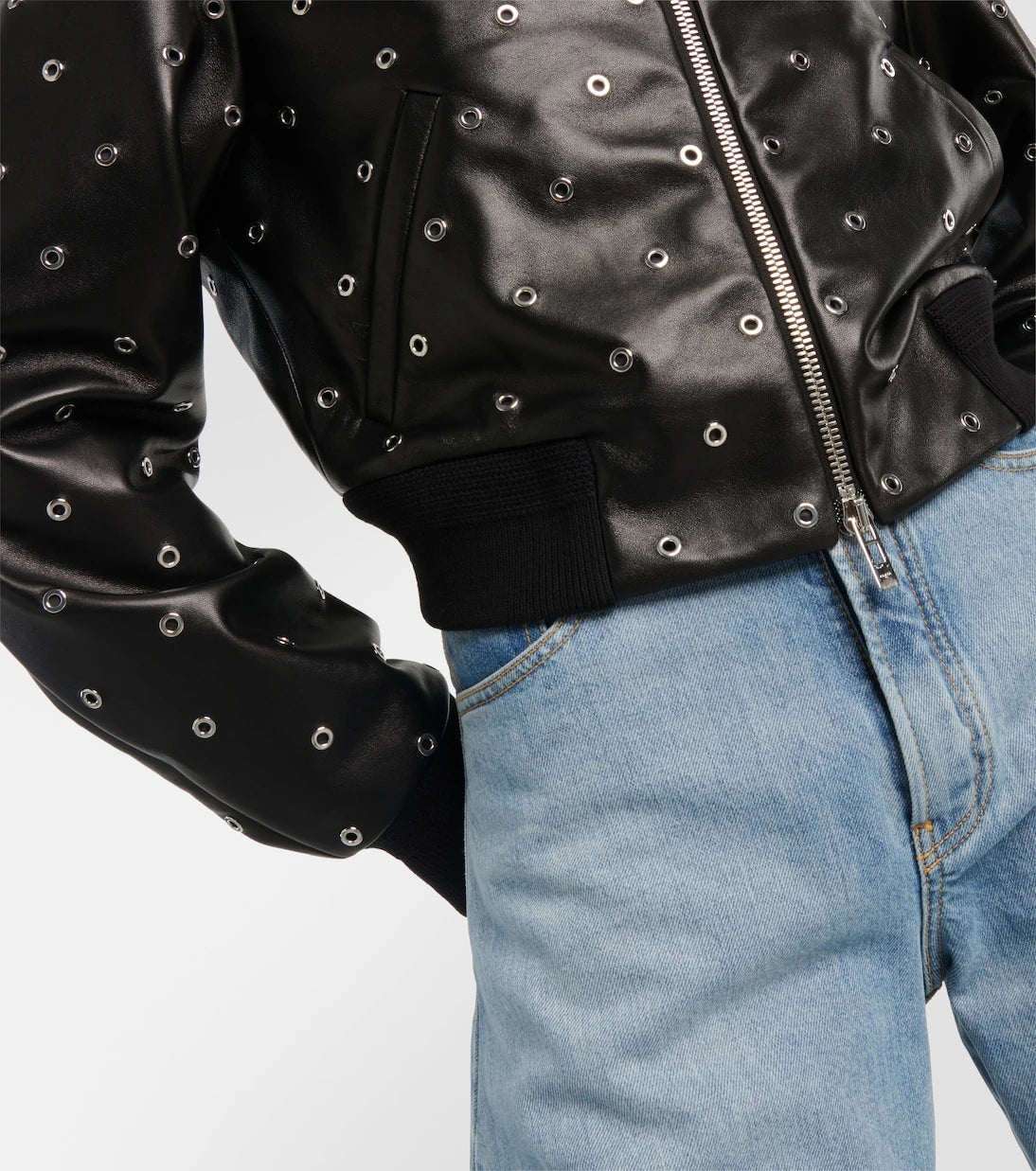 Alaïa - Studded leather bomber jacket