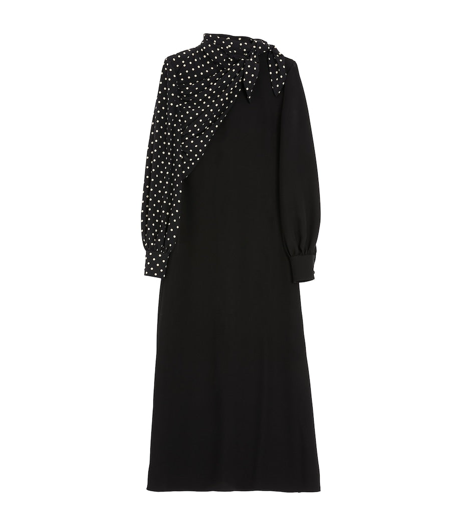 Valentino Black Silk Polka-Dot Midi Dress