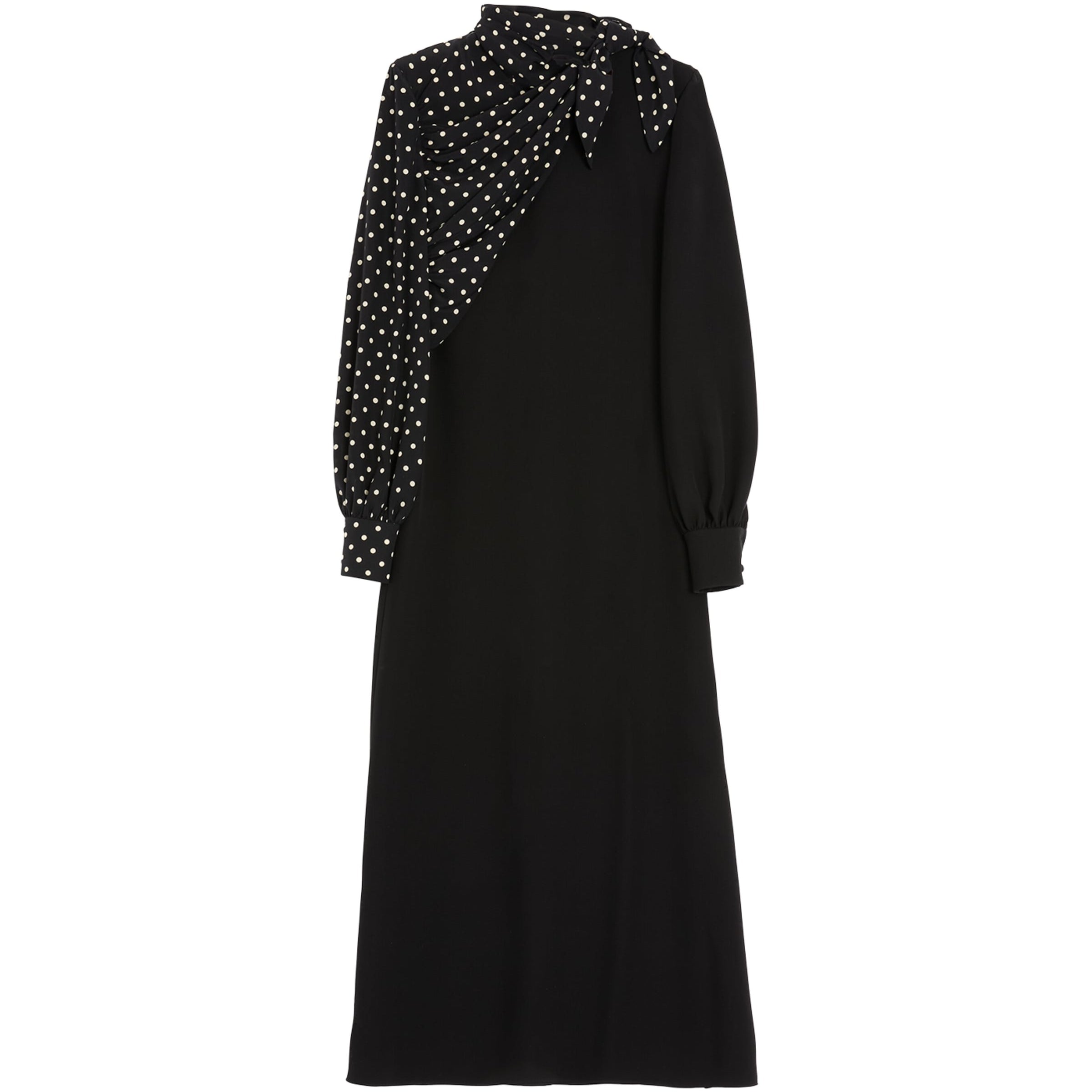 Valentino Black Silk Polka-Dot Midi Dress