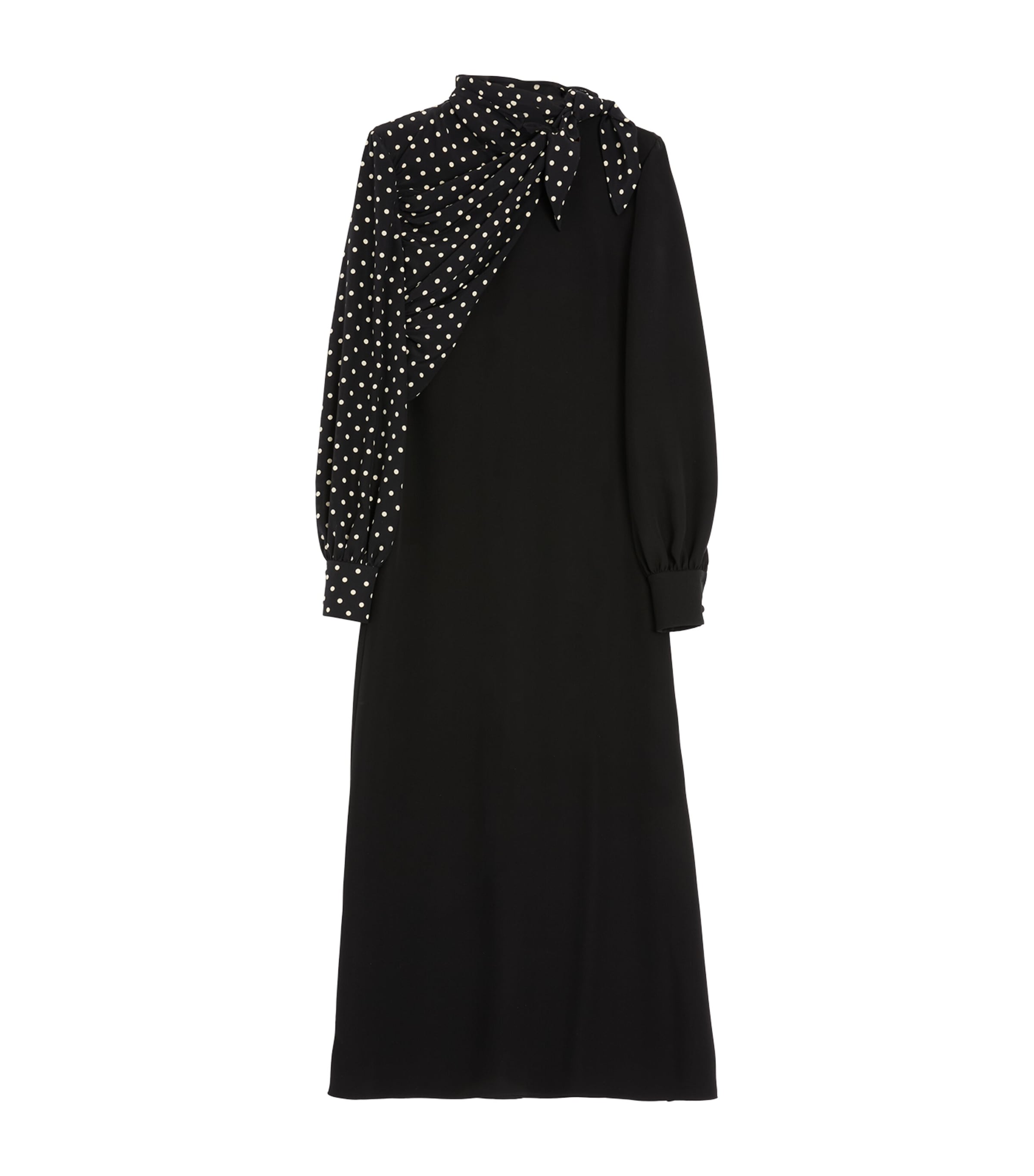 Valentino Black Silk Polka-Dot Midi Dress