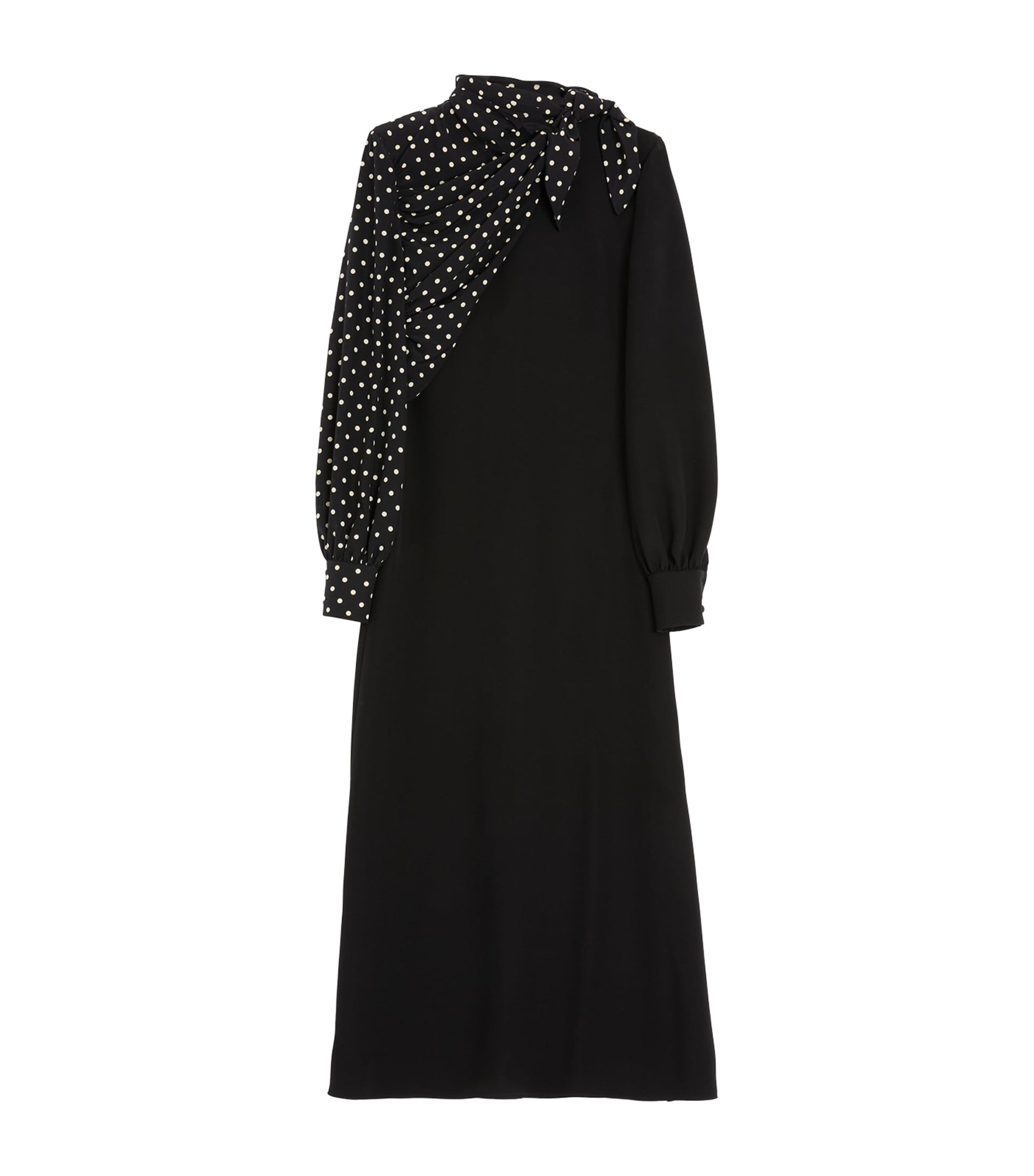 Valentino Black Silk Polka-Dot Midi Dress