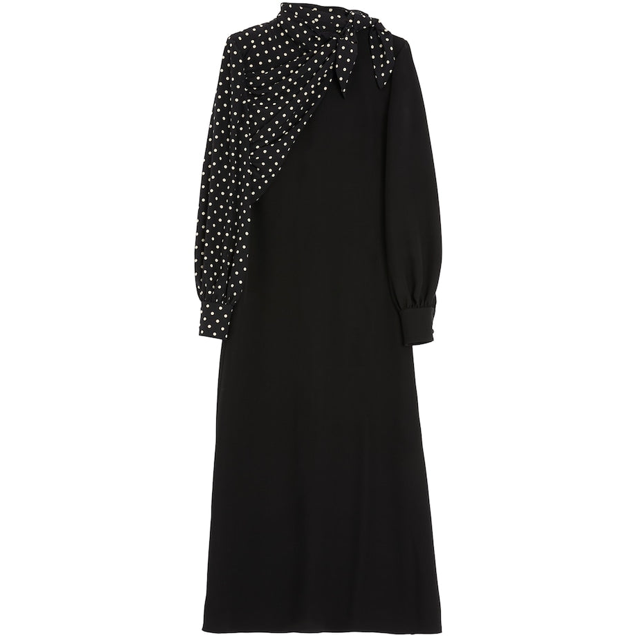 Valentino Black Silk Polka-Dot Midi Dress