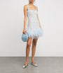 Clio Peppiatt Blue Feather-Trim Mini Dress