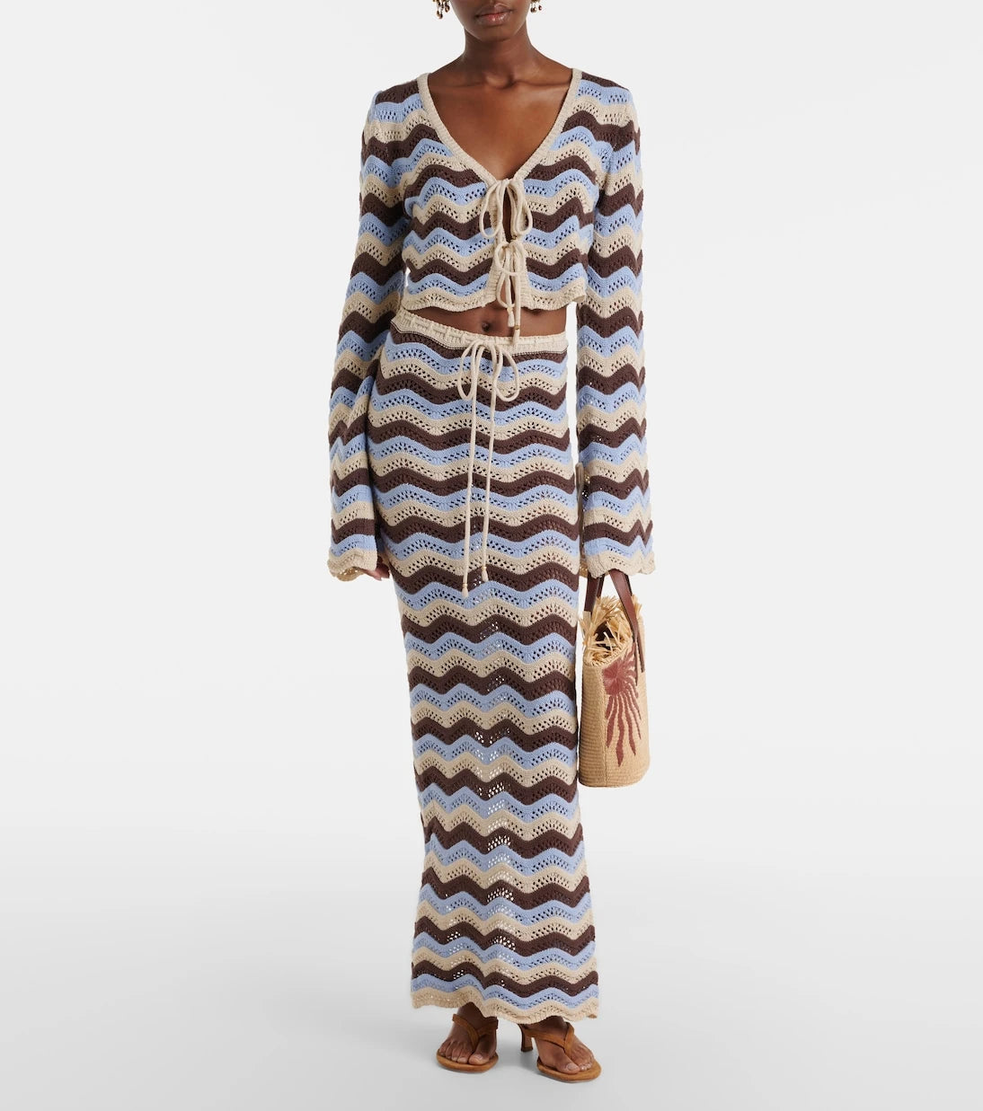 Bananhot - Helena open-knit cotton-blend maxi skirt