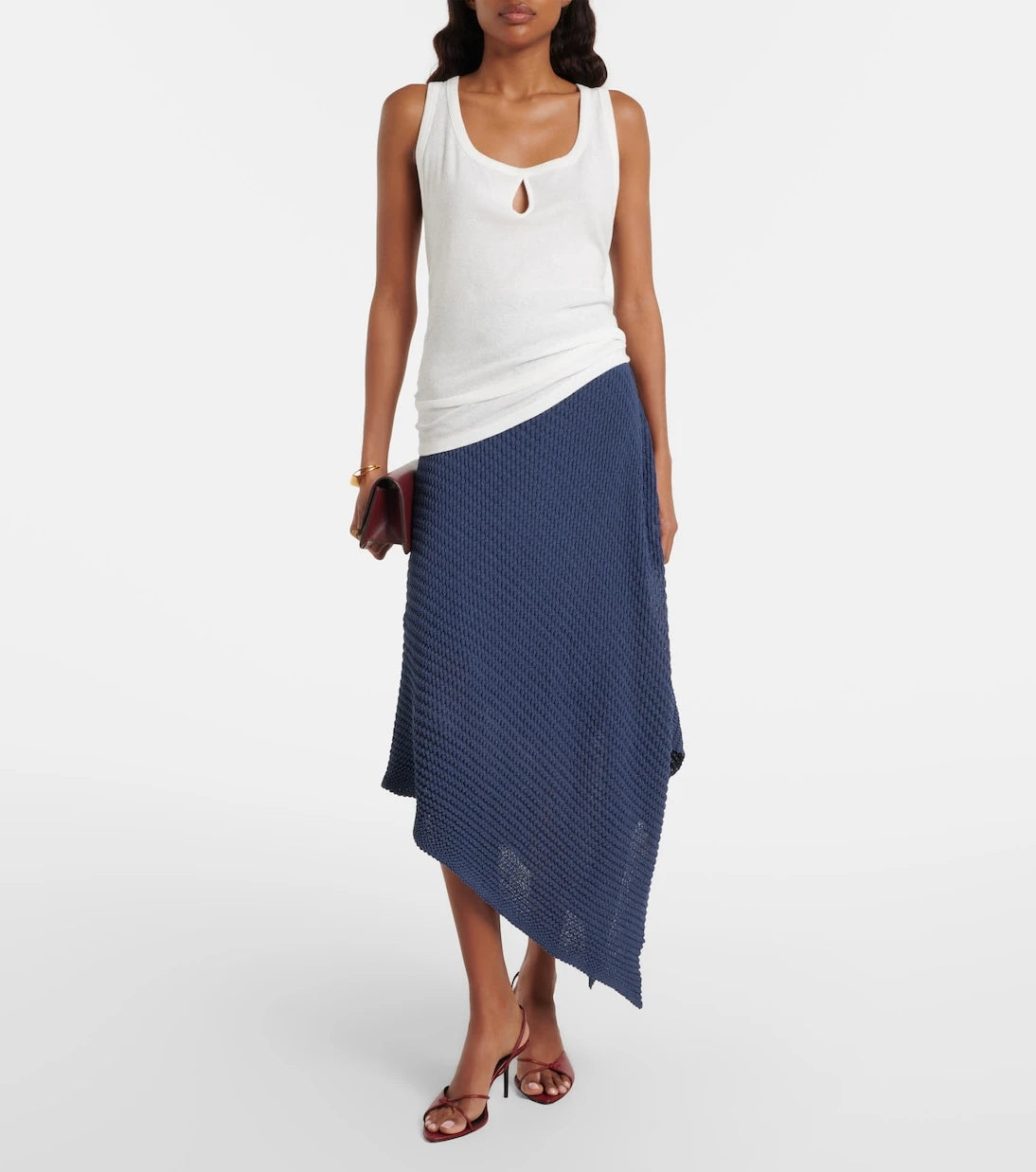 Victoria Beckham - Draped knitted cotton-blend midi skirt