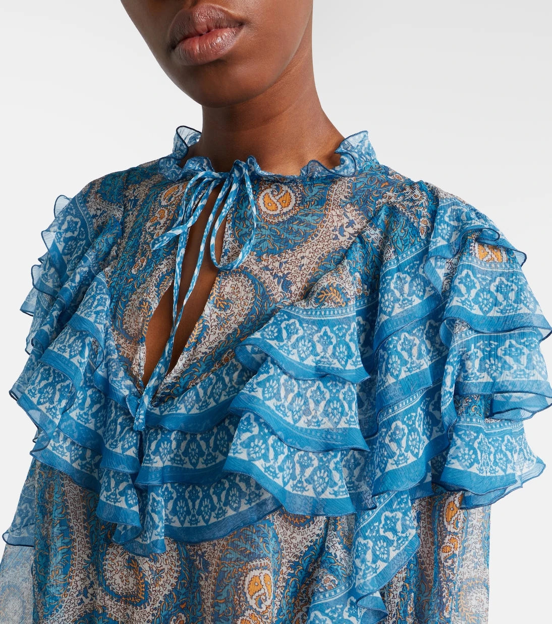 Etro - Paisley ruffled silk blouse