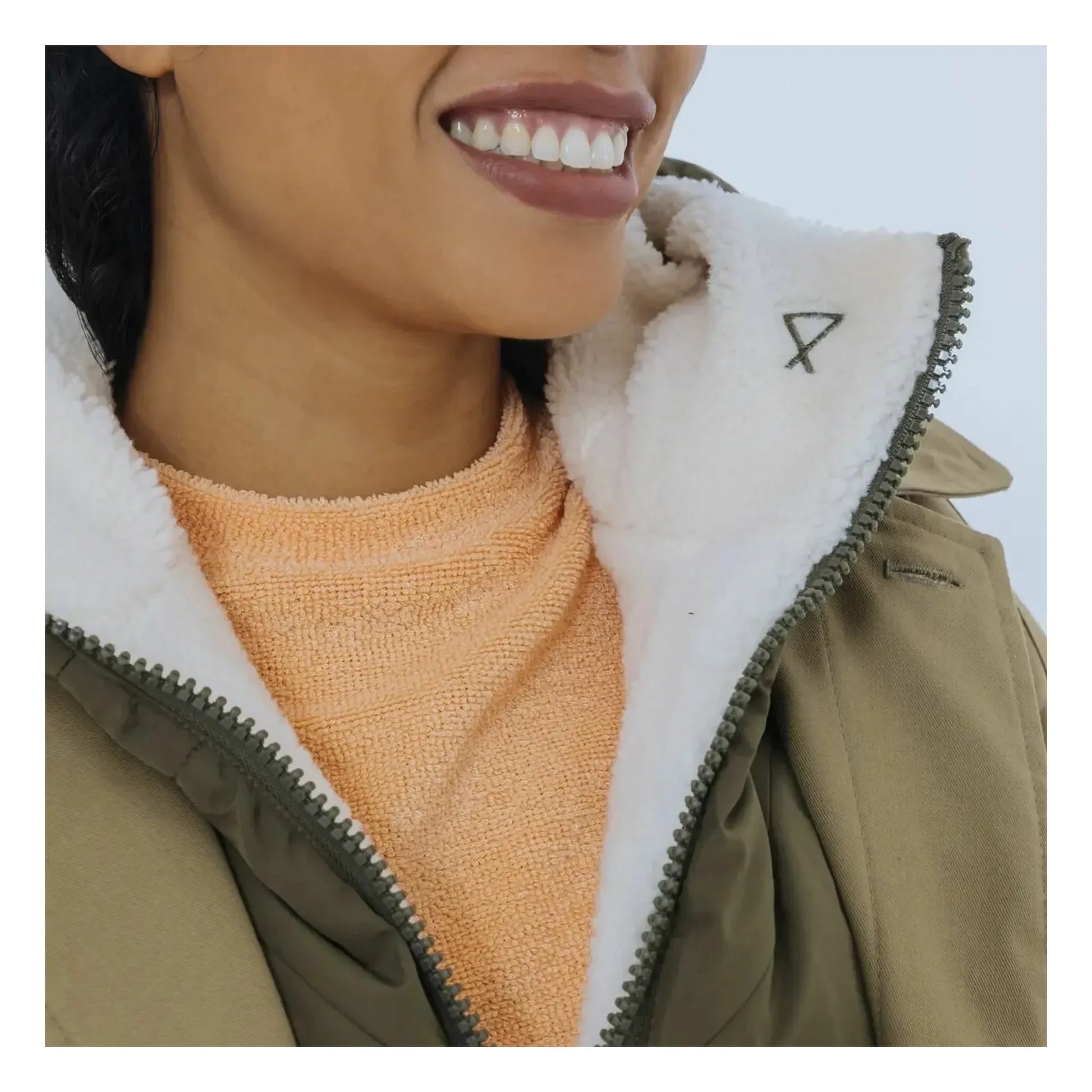 Fudoon - Shearling-effect reversible hooded jacket | Khaki