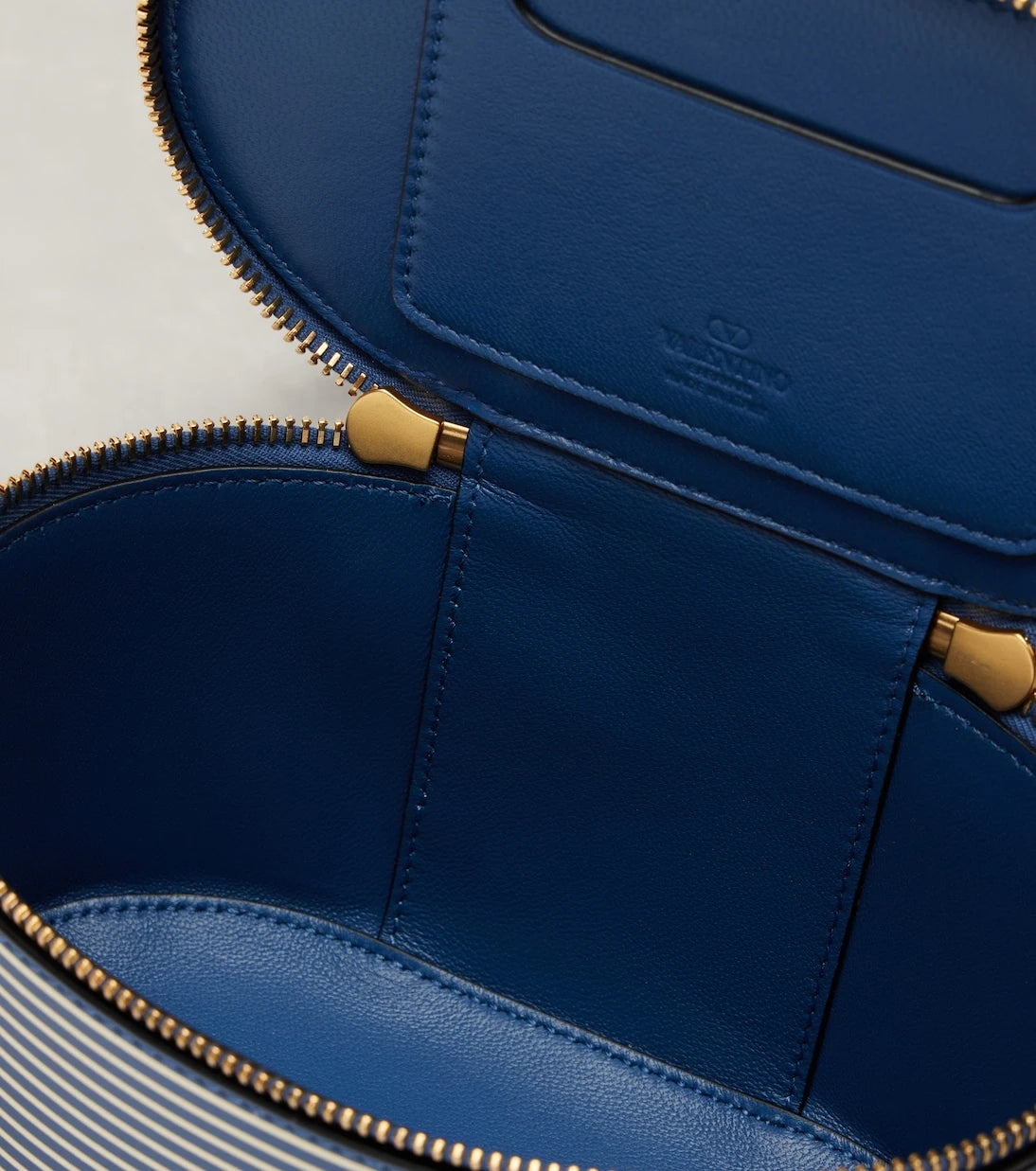 Valentino Garavani - VLogo Mini striped leather vanity bag