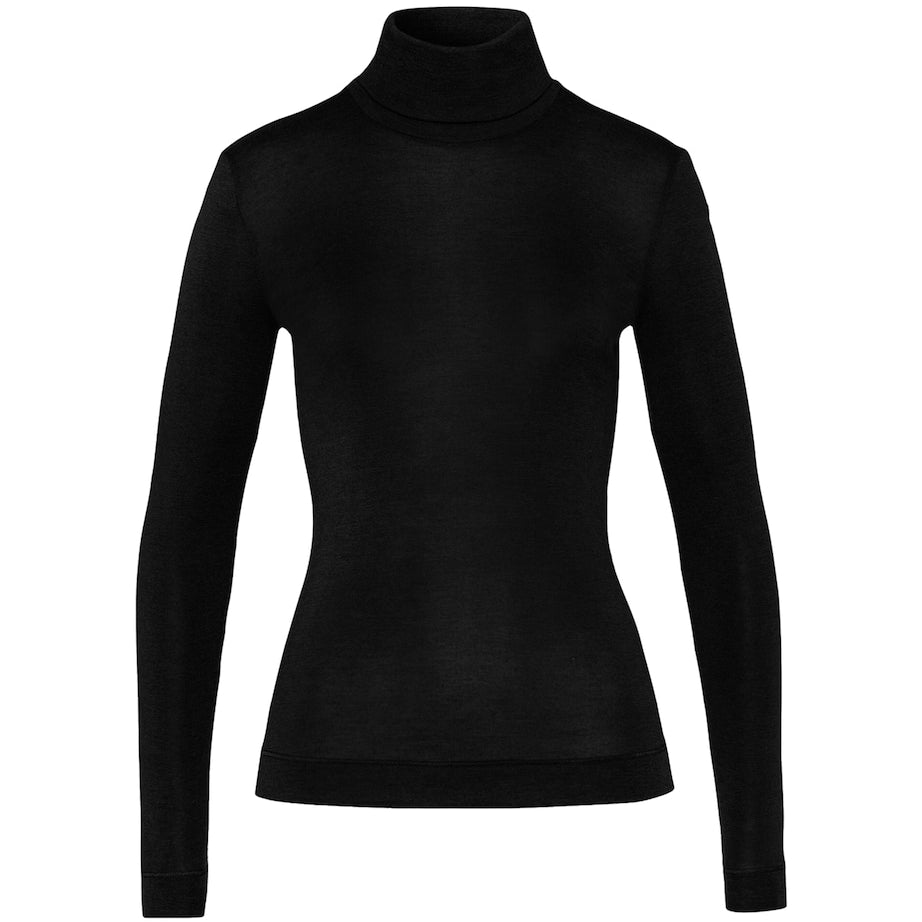 Hanro Black Silk-Cashmere Rollneck Top
