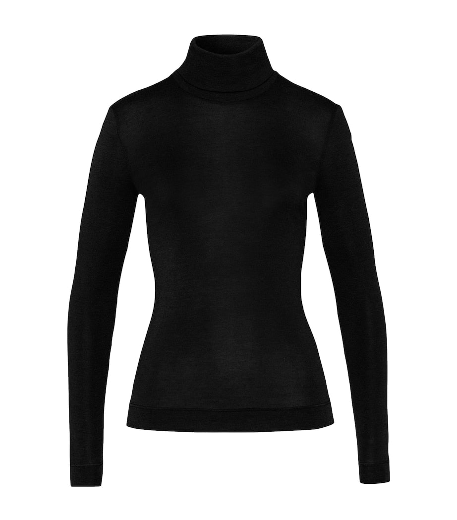 Black Silk-Cashmere Rollneck Top