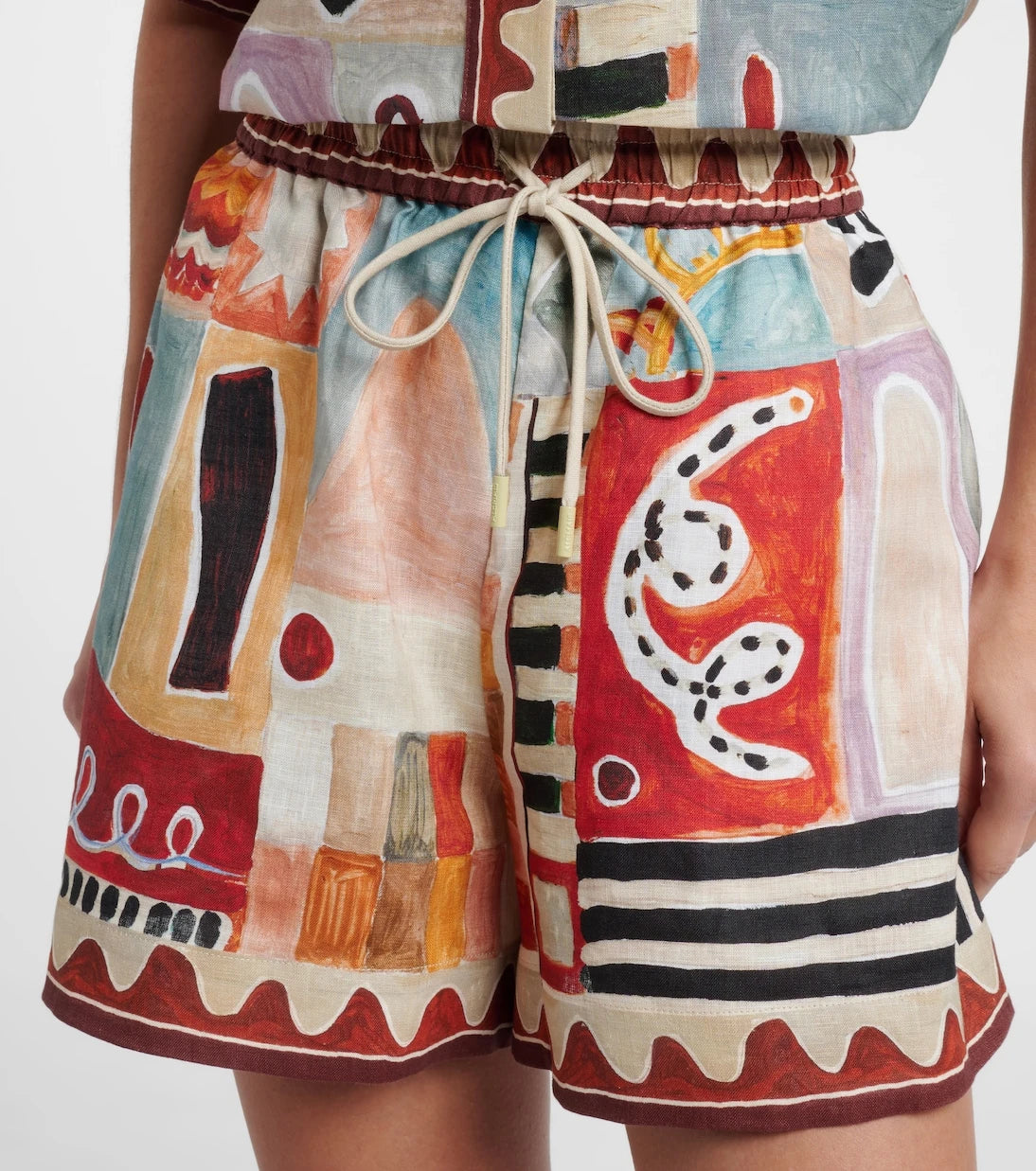 Alémais - x LRNCE Michelle printed linen Bermuda shorts