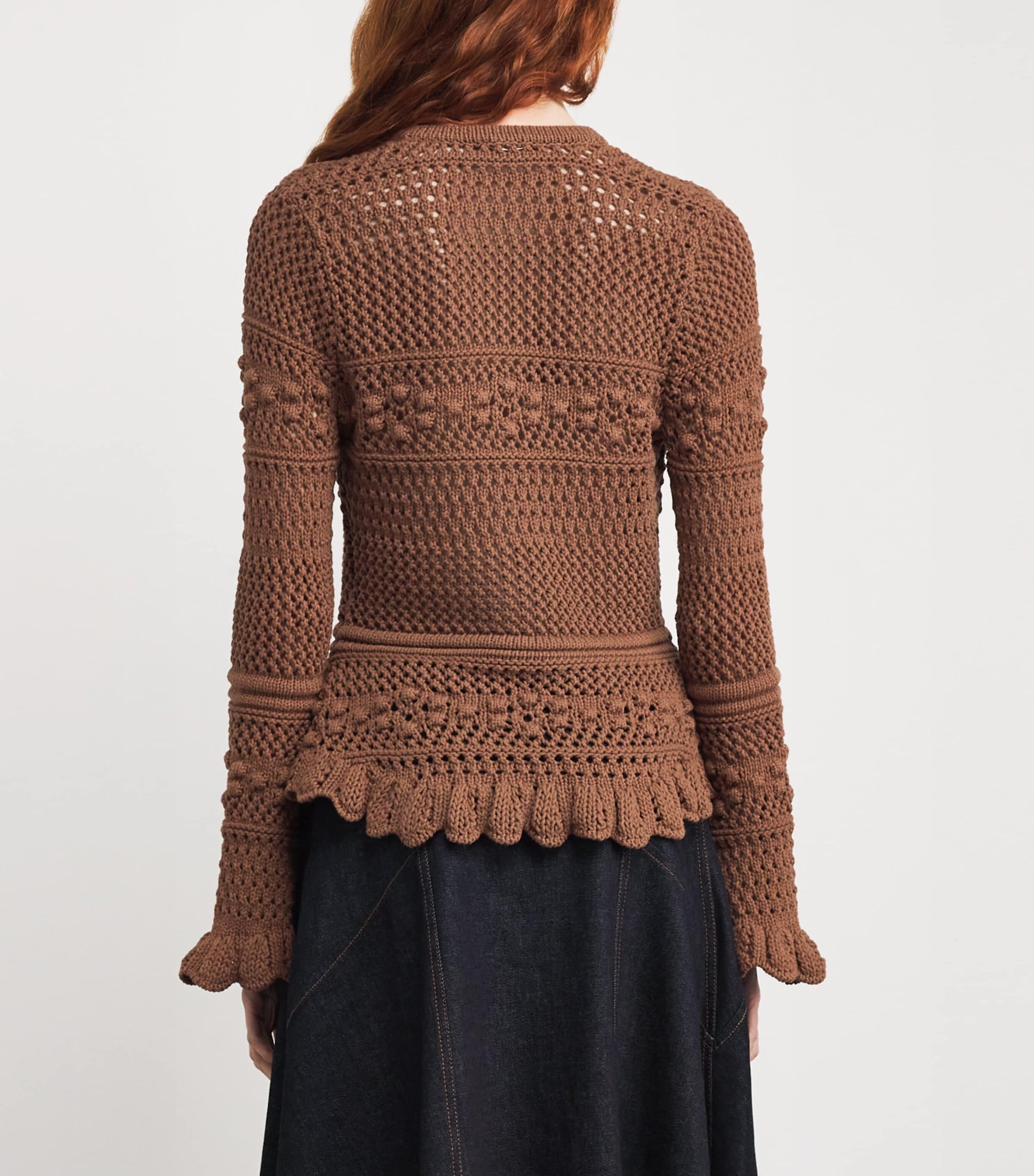 L'Agence Brown Open-Stitch Kiva Cardigan