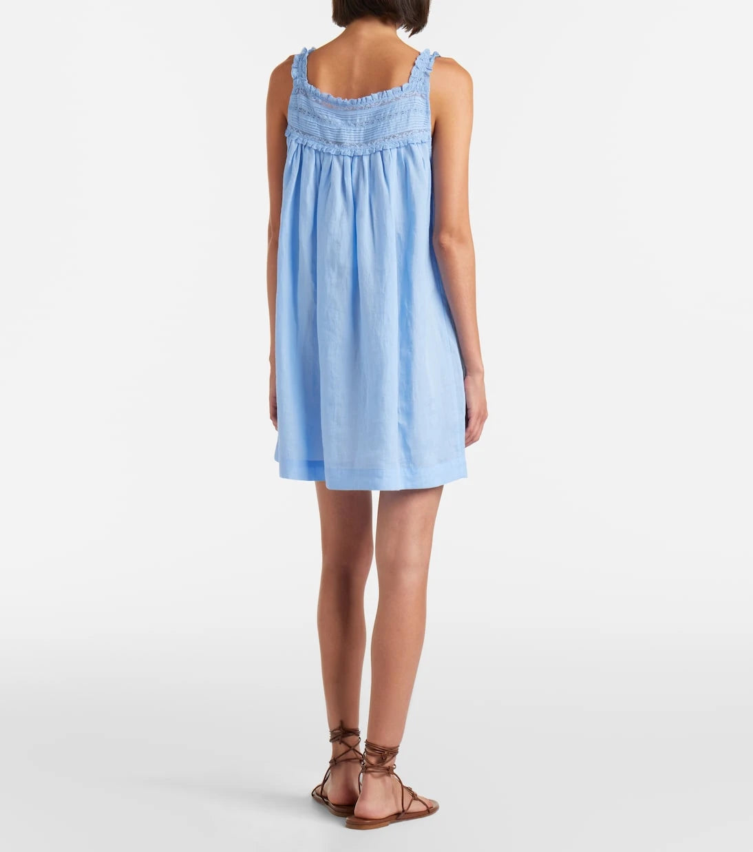 Dôen - Bea lace-trimmed ramie minidress