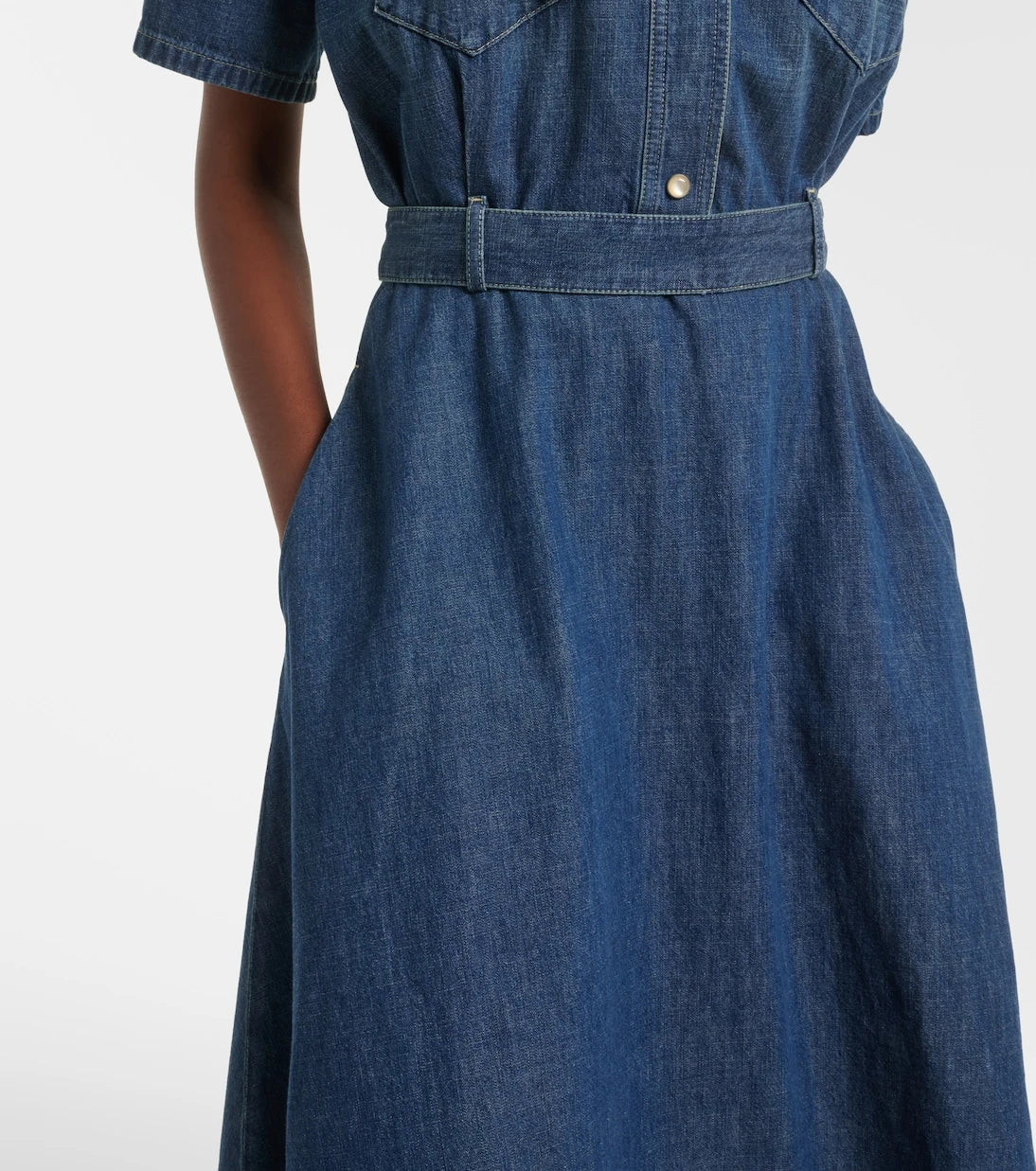 Valentino - Belted denim polo dress