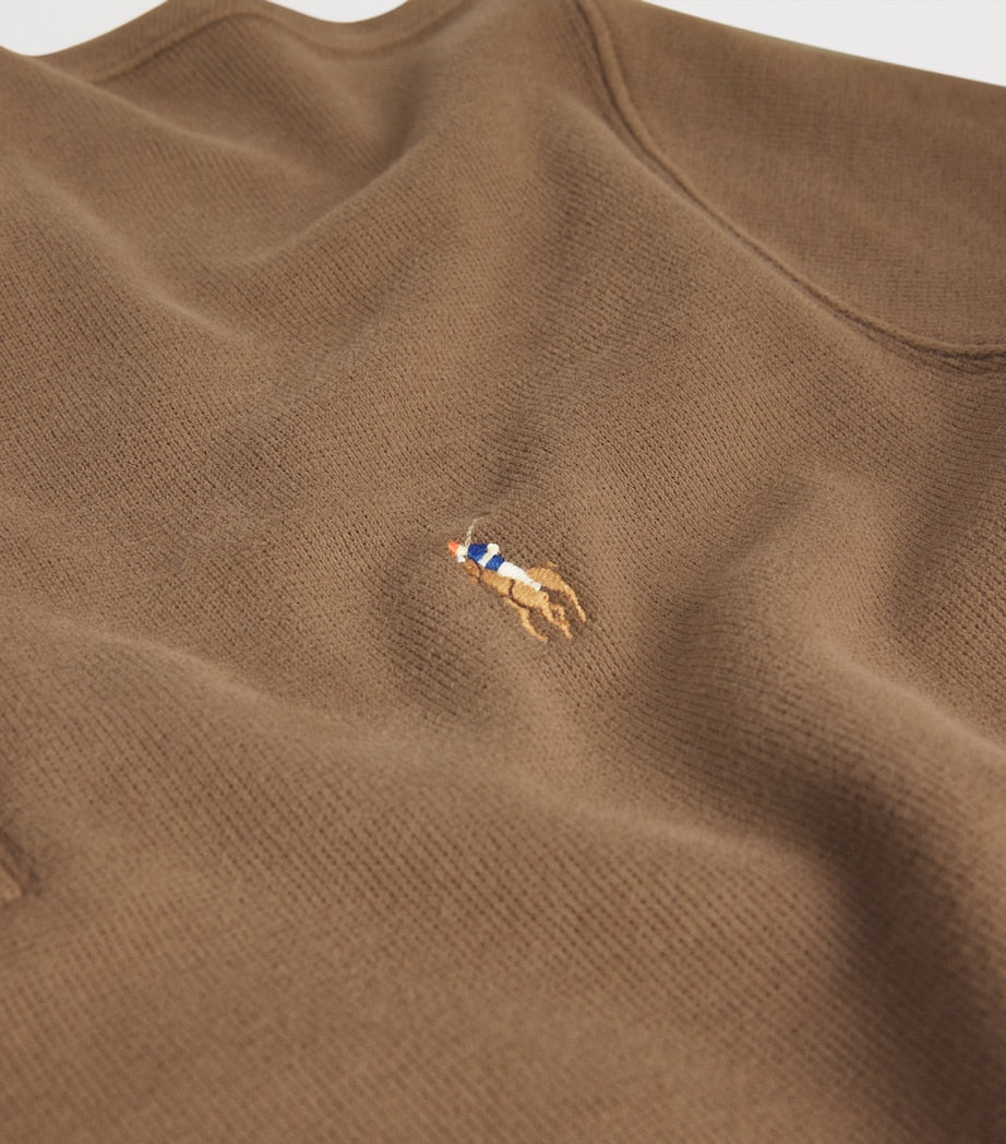 Polo Ralph Lauren Brown Cotton Quarter-Zip Sweater