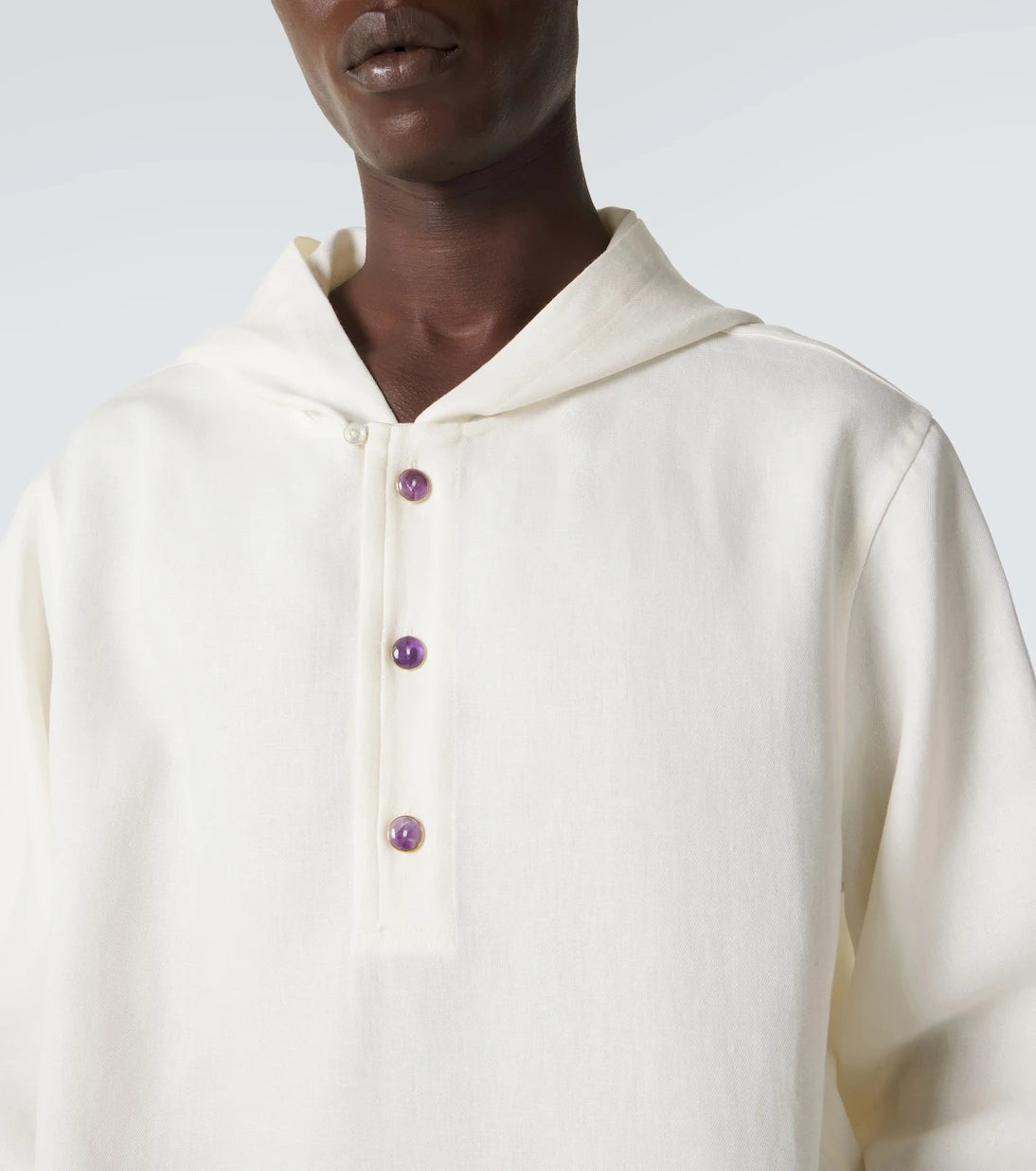 God's True Cashmere - Hooded linen jacket with amethyst