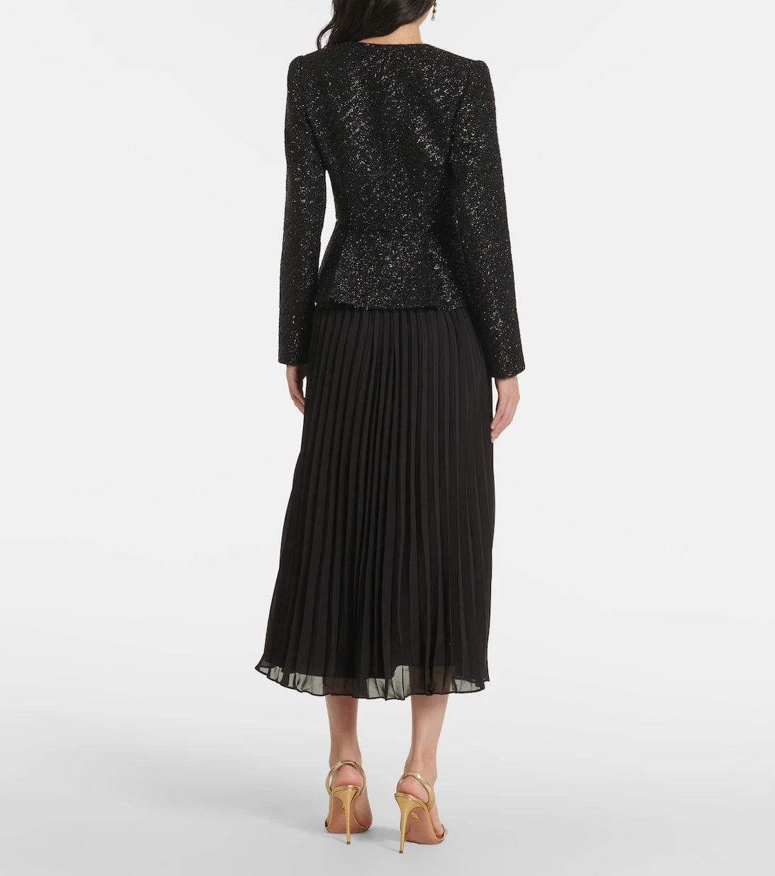 Self-Portrait - Bouclé chiffon midi dress