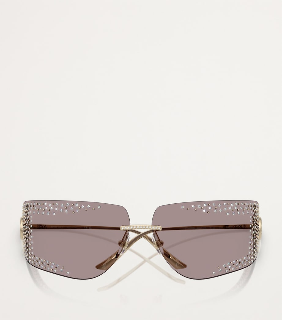 Jimmy Choo Gold Embellished Wire-Frame Sunglasses
