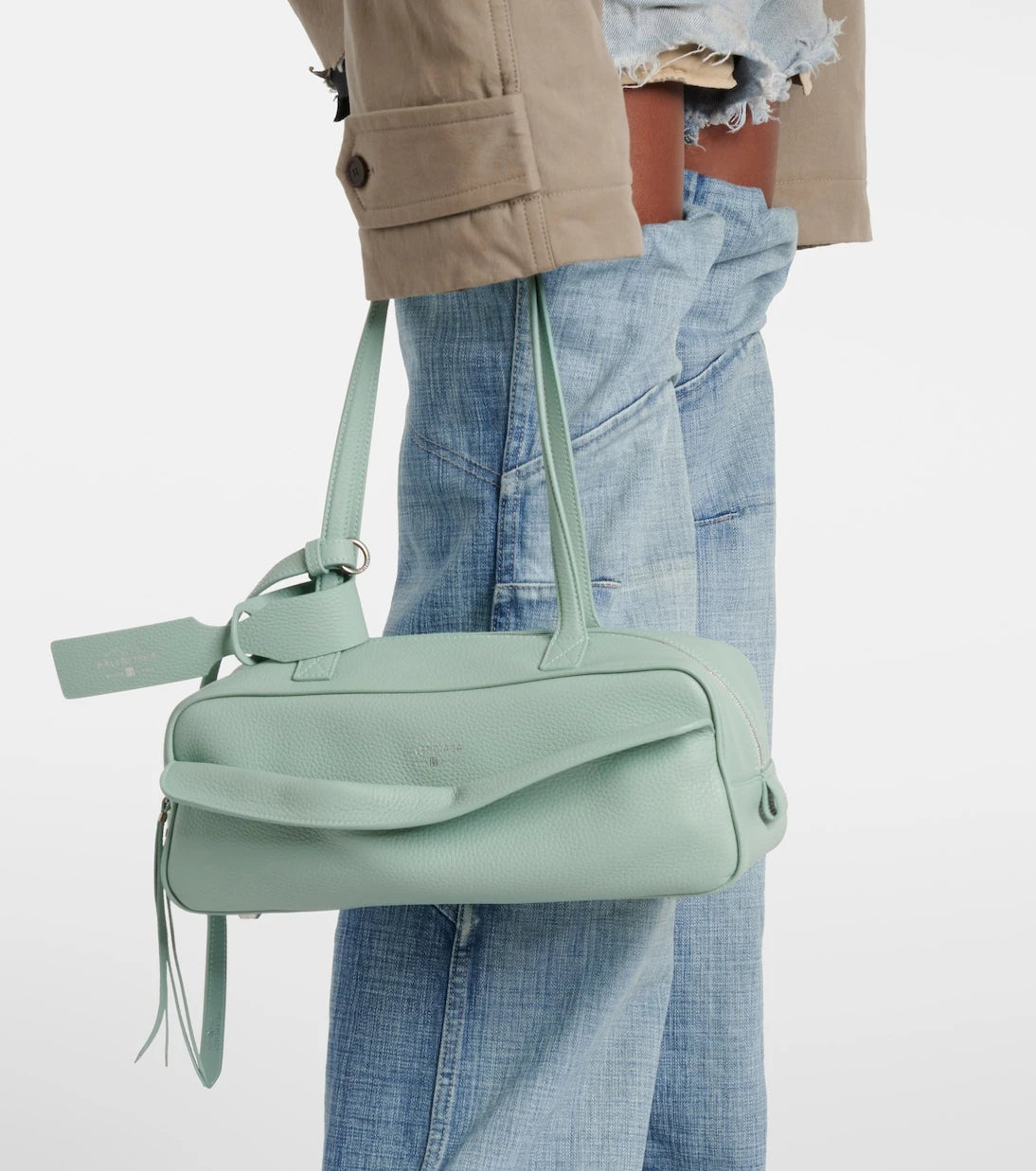 Balenciaga - حقيبة كتف Carrie Small من الجلد