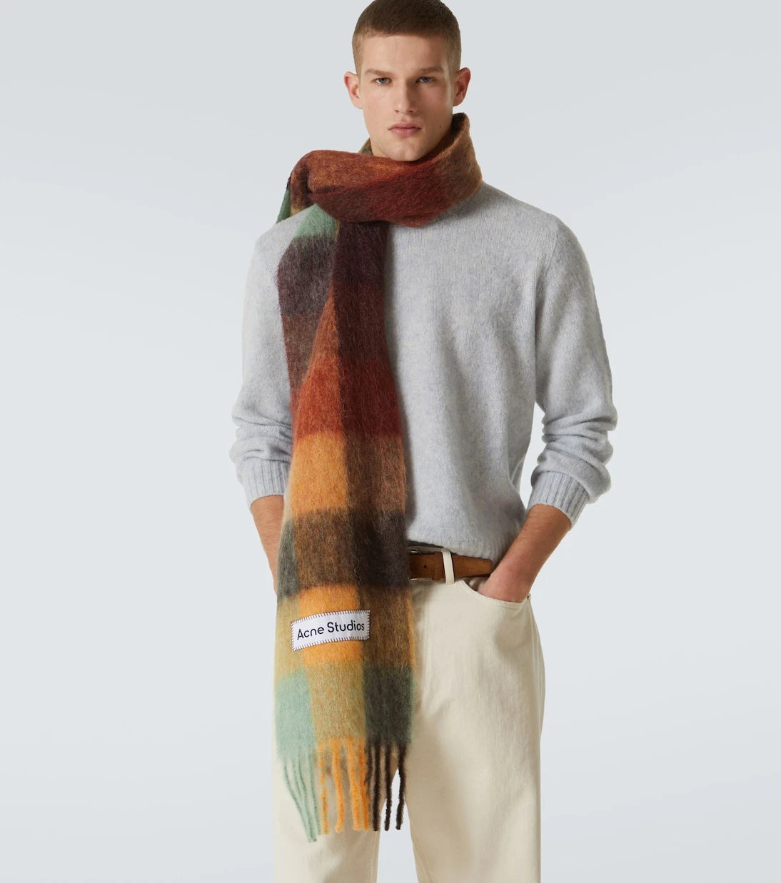 Acne Studios - وشاح فالي منقّش من مزيج الألبكة
