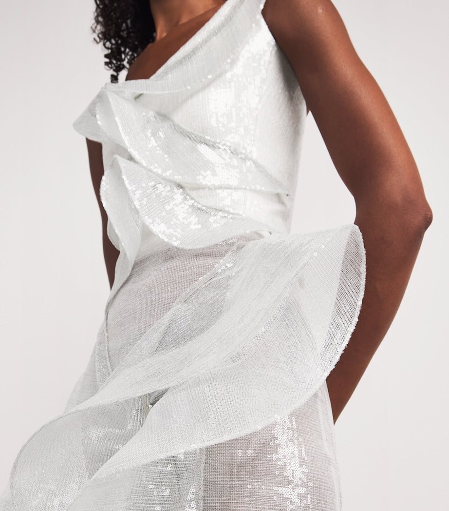 White Sequinned Refraction Gown