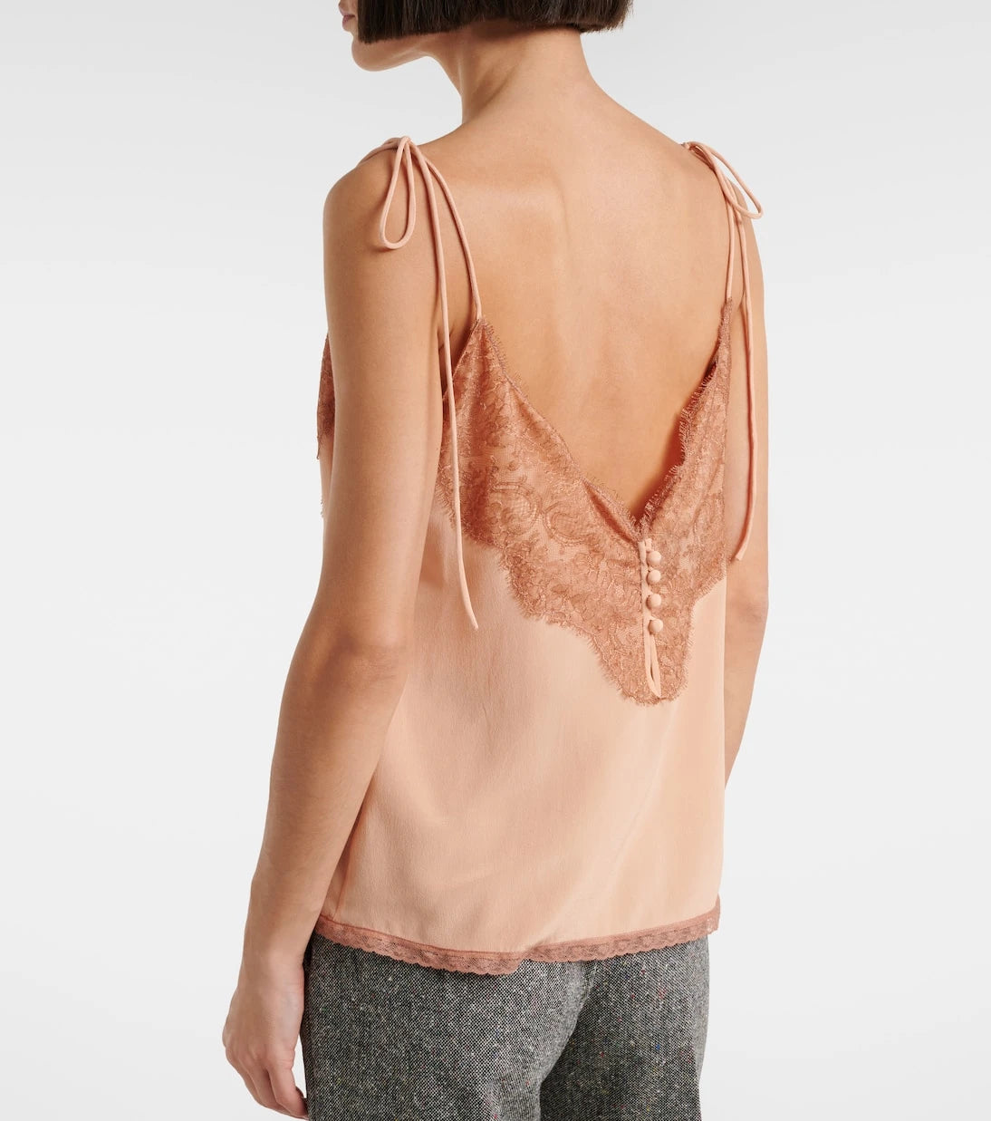 Valentino - Lace-trimmed silk crêpe de chine camisole