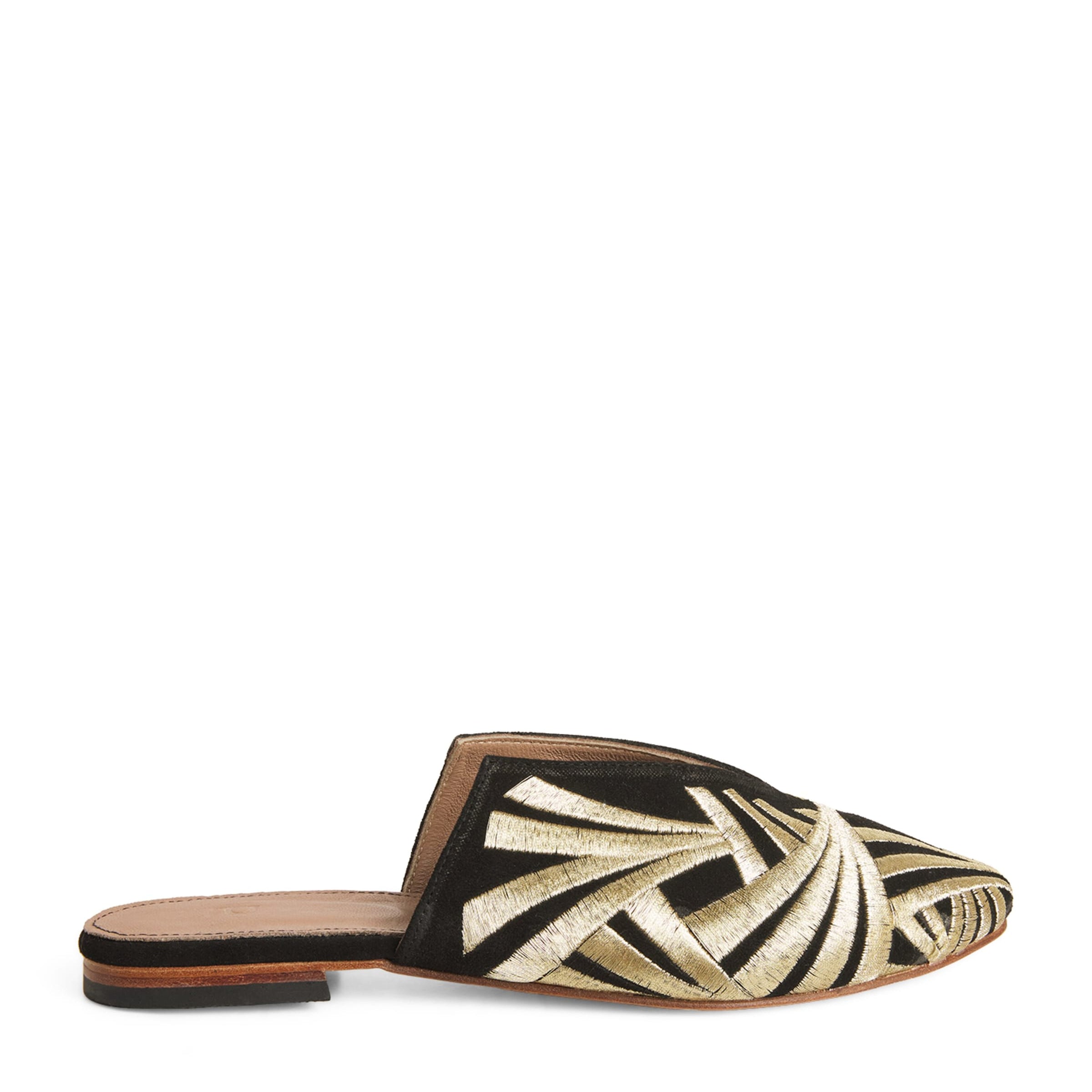 RAMLA Multi Suede Embroidered Palazzo Signoria Mules