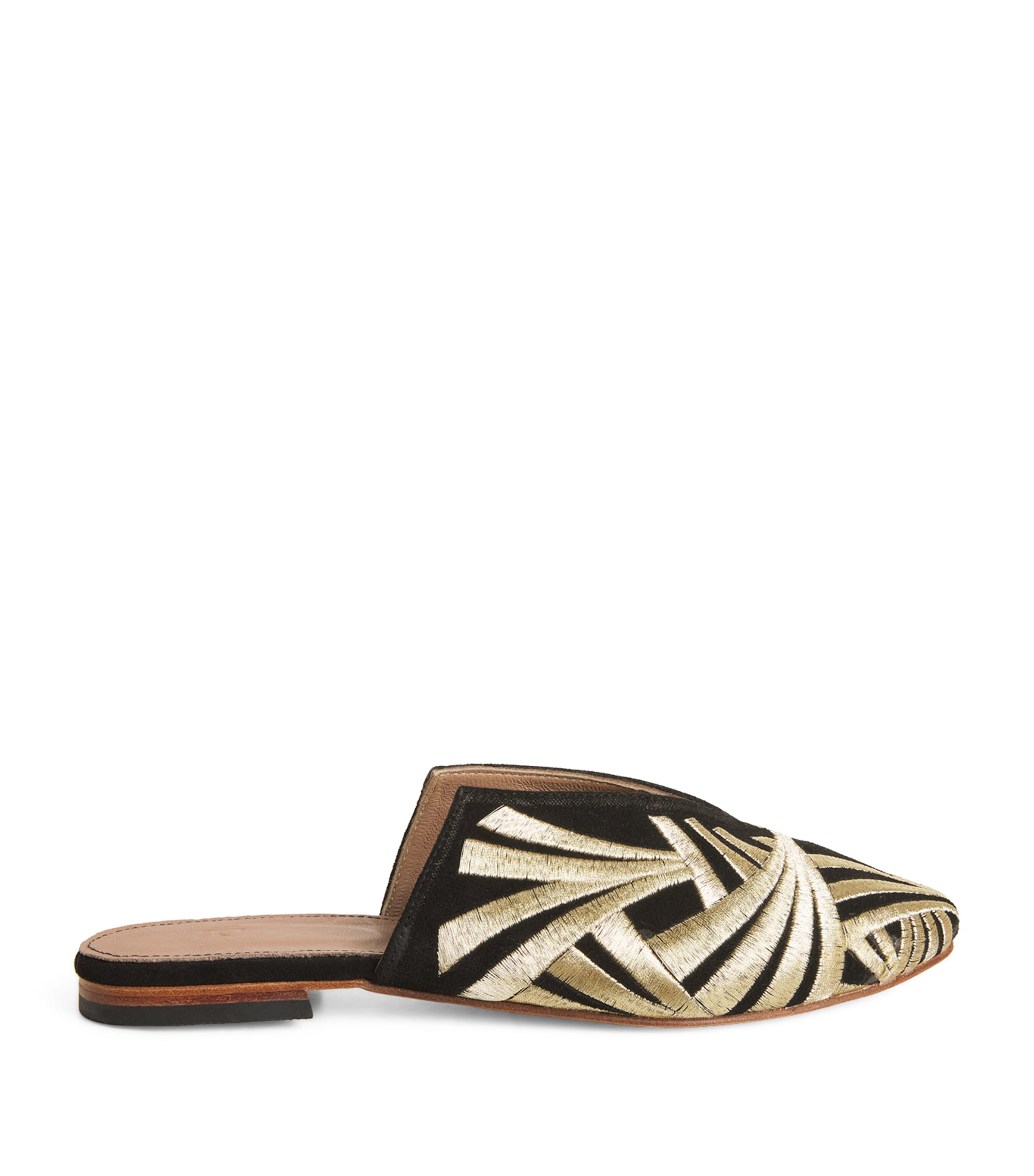 RAMLA Multi Suede Embroidered Palazzo Signoria Mules