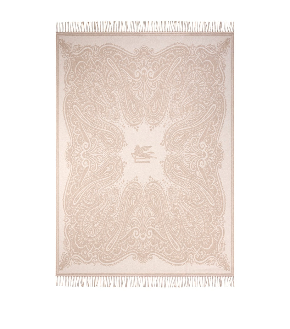 Etro Wool-Cashmere Fringed Alocasia Throw (140cm x 180cm)