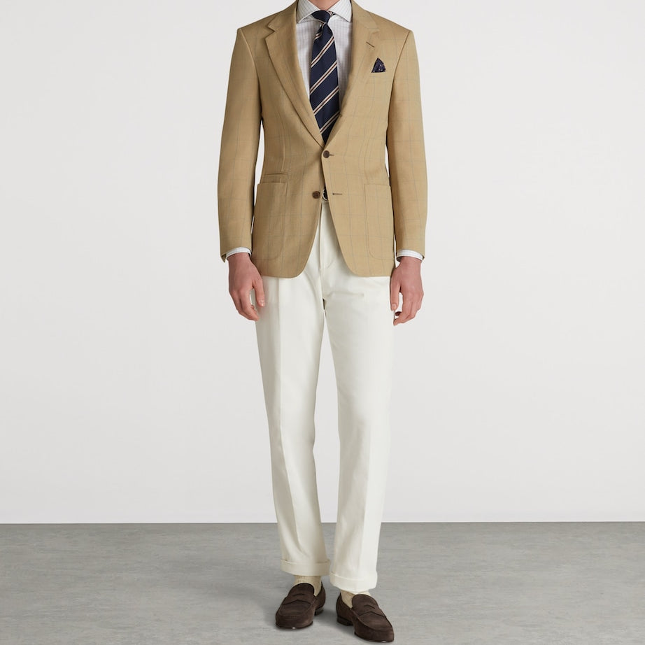 Wool Twill Windowpane Check Bourdon Blazer