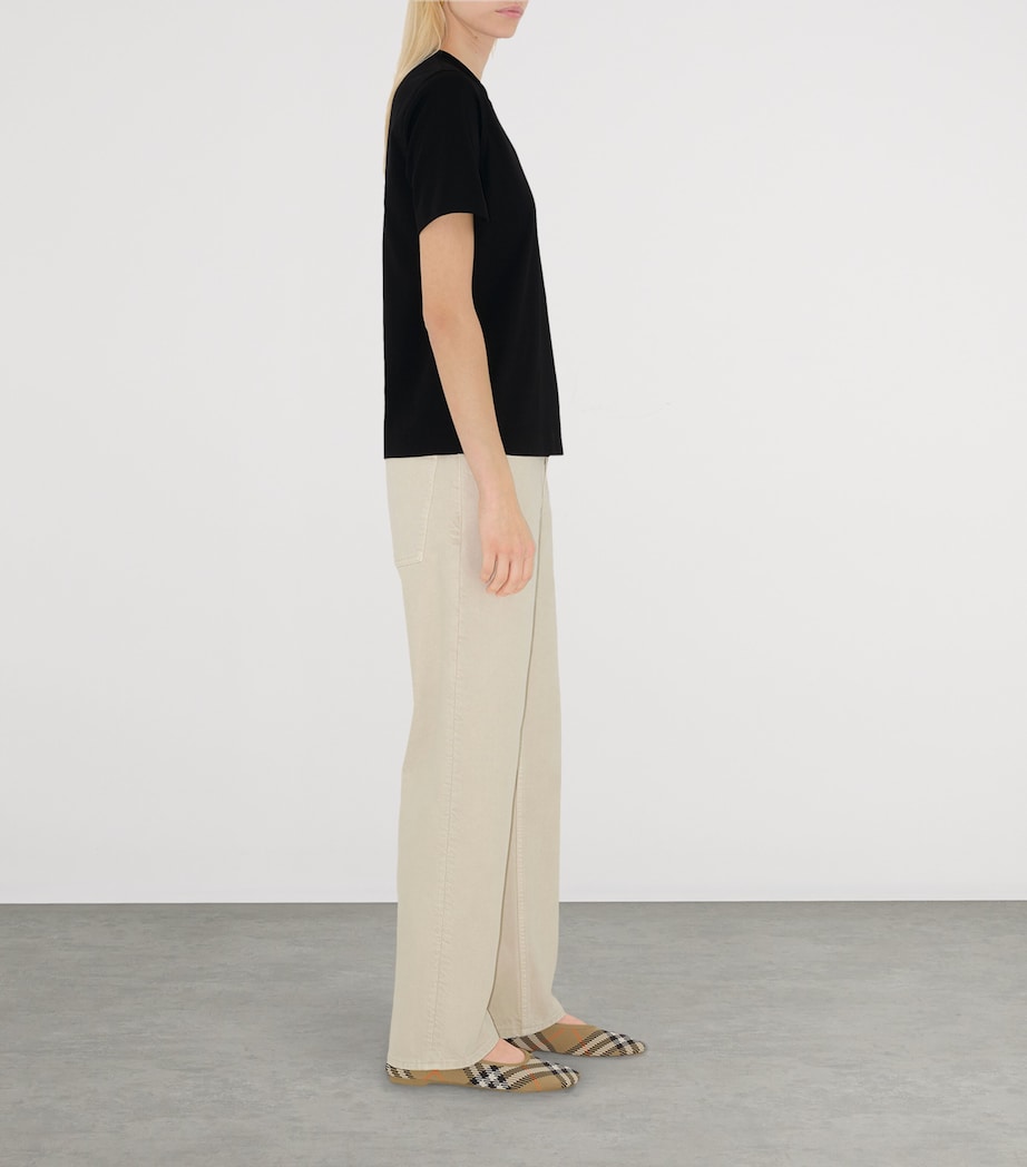 Burberry Black Cotton Check Label T-Shirt