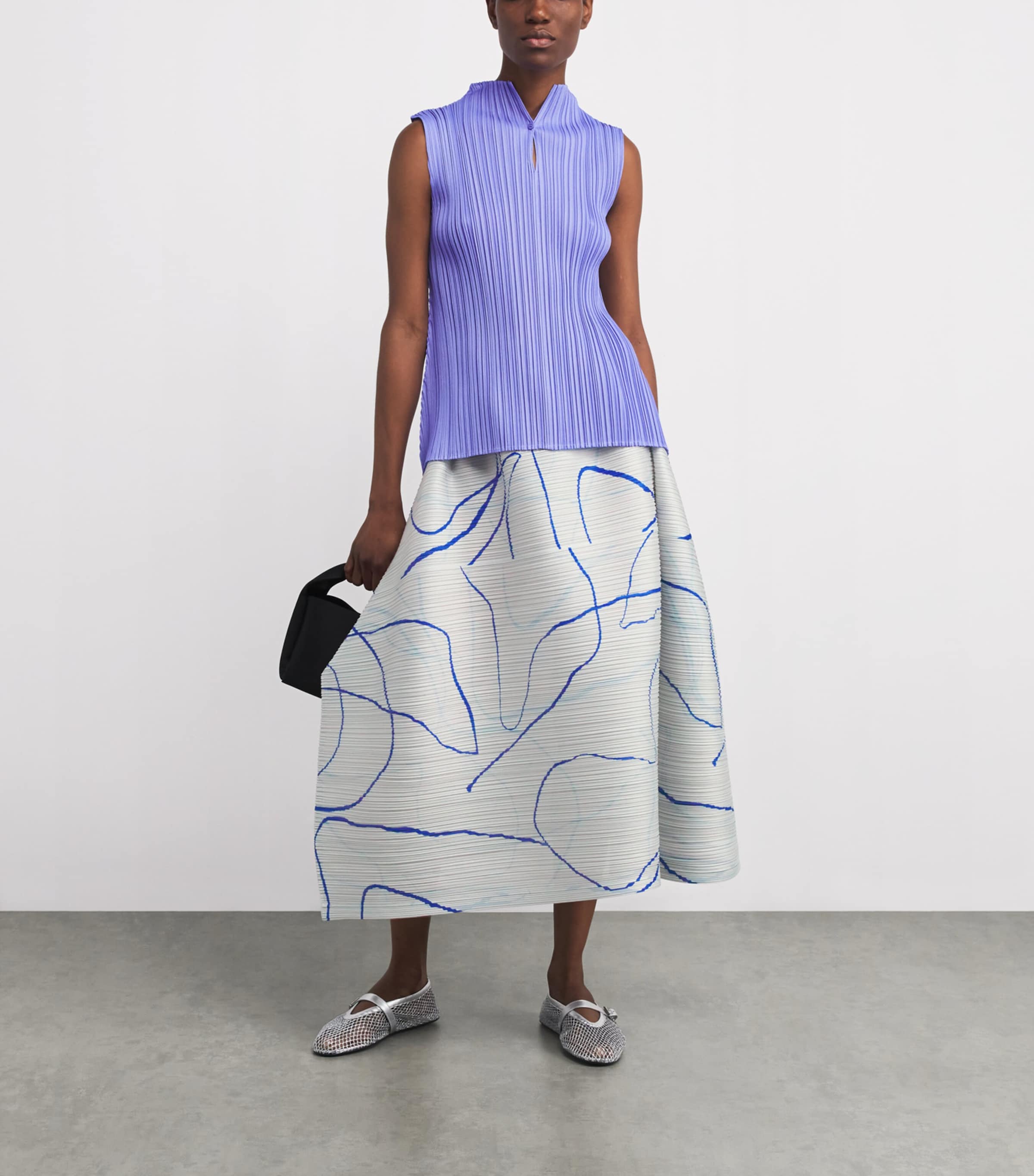 Printed Pause Midi Skirt GREY