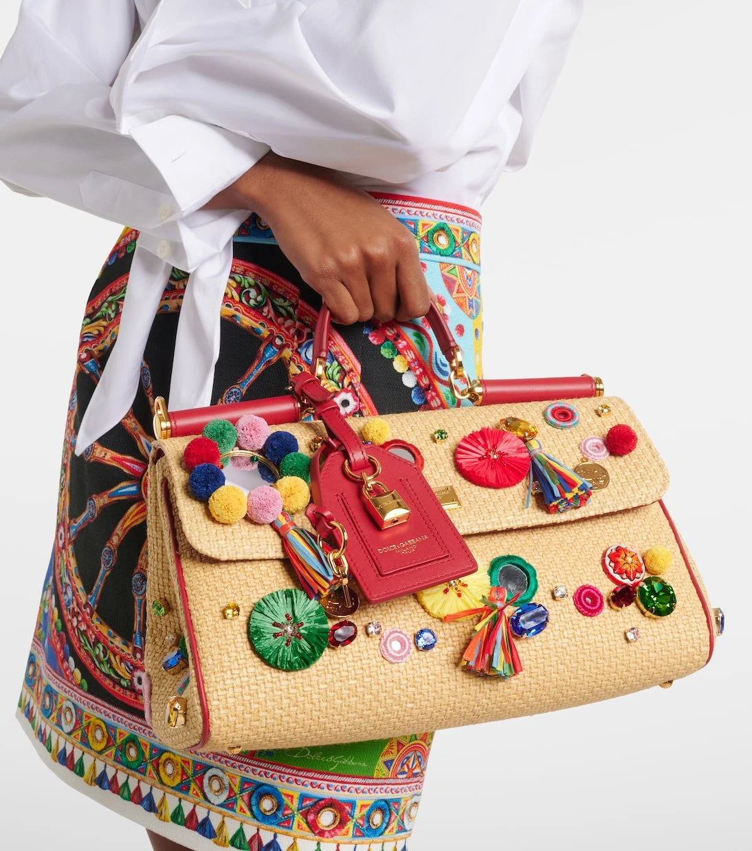 Dolce&Gabbana - Sicily Medium embellished top-handle bag