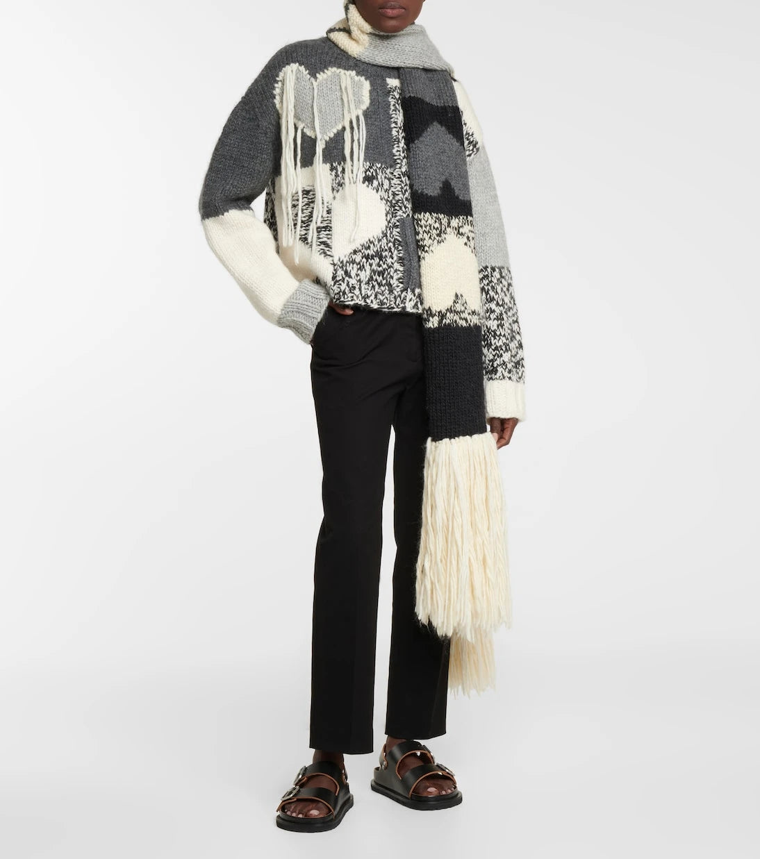Joseph - Intarsia wool-blend scarf
