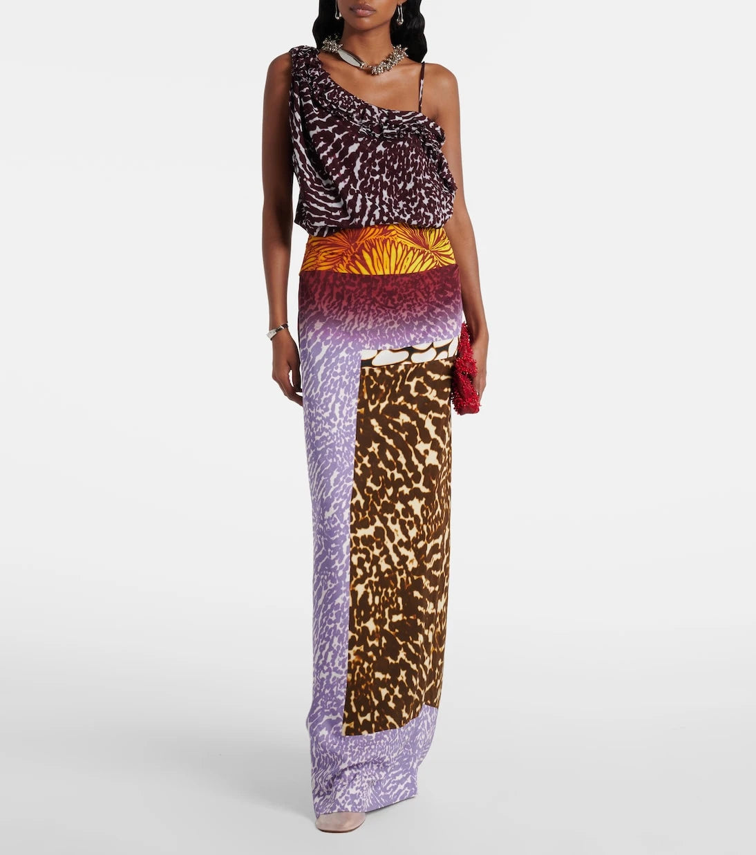 Dries Van Noten - Printed silk midi skirt
