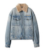 Miu Miu Turquoise Shearling Denim Jacket