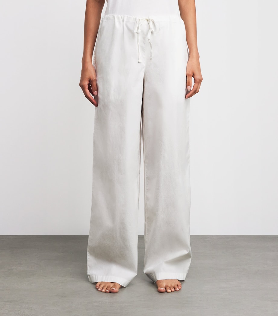 Cotton Poplin Wide-Leg Trousers