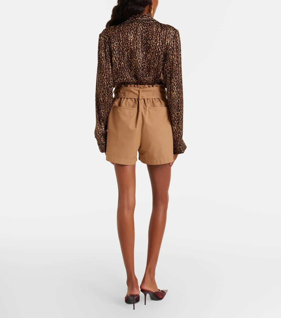 Saint Laurent - Belted cotton shorts