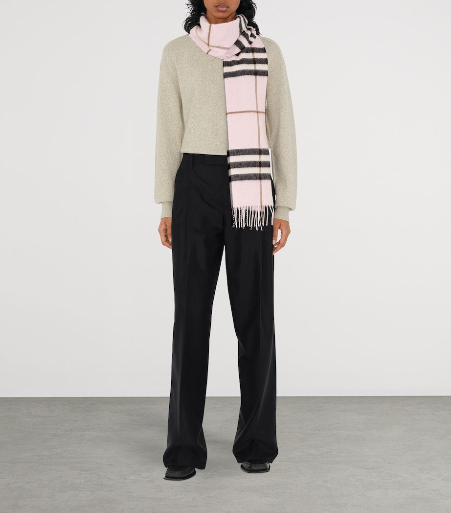 Burberry Pink Cashmere Check Scarf